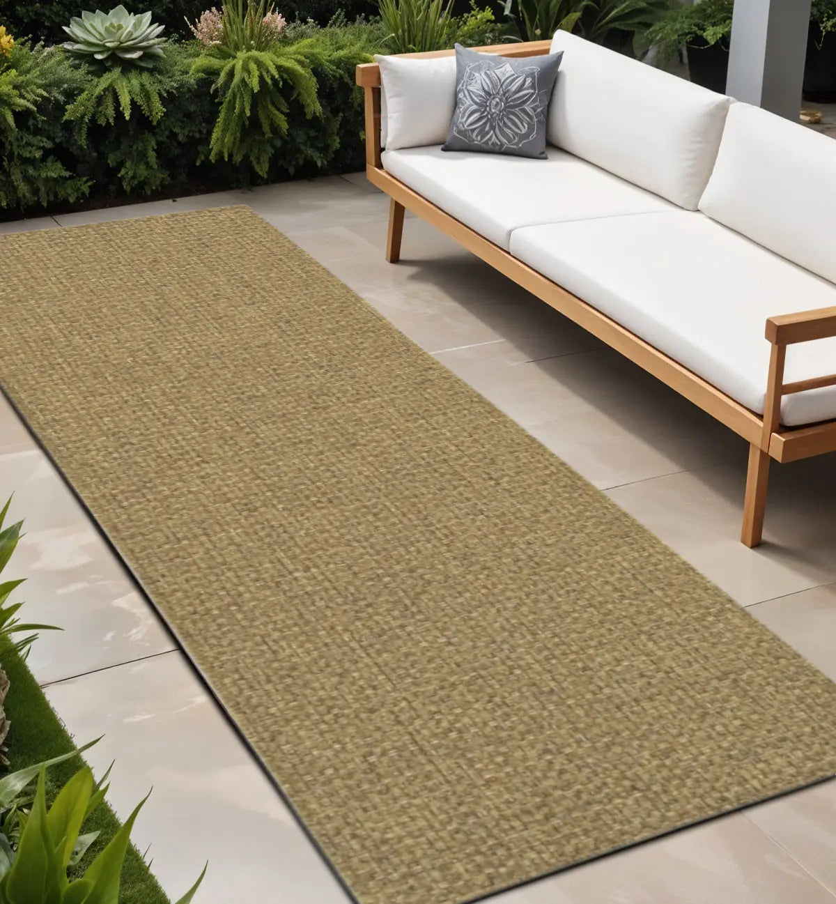 8' Tan Indoor Outdoor Runner Rug Homeroots Outdoor