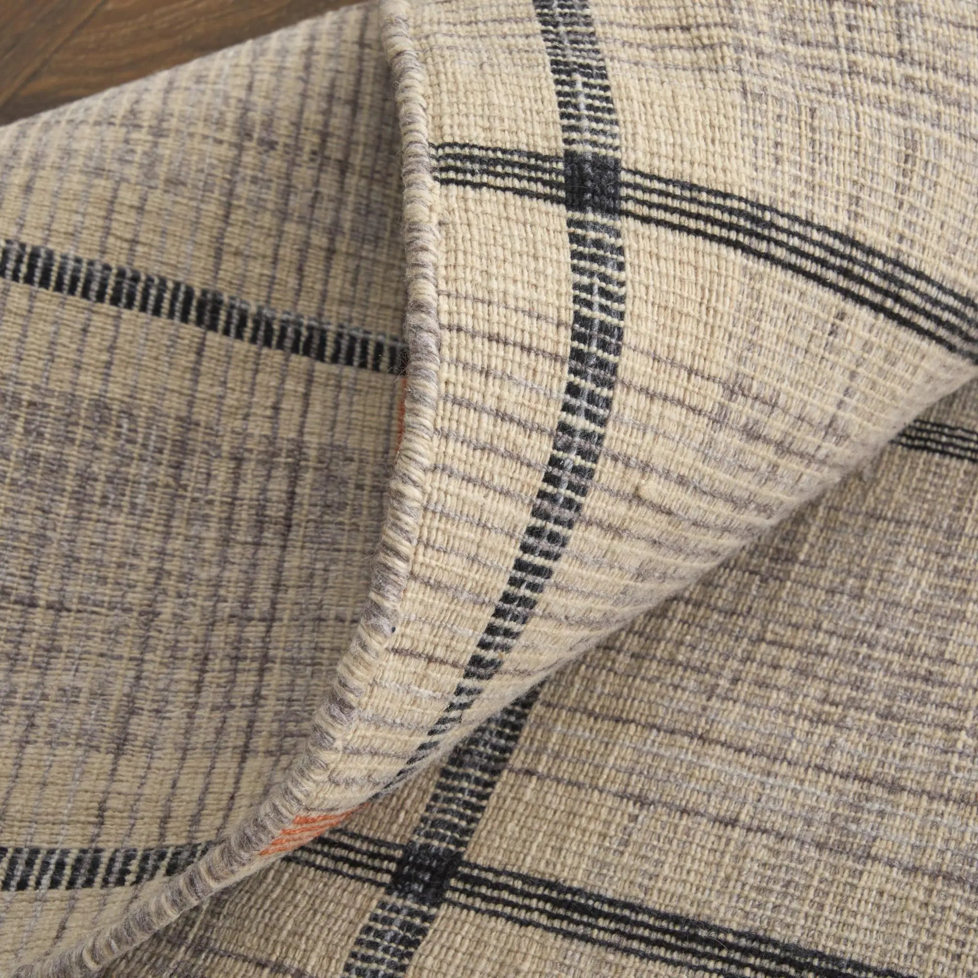 8' Tan Orange And Gray Plaid Hand Woven Area Rug Homeroots Home Decor
