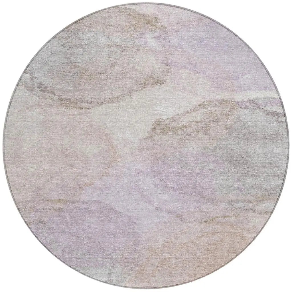 8' Taupe And Beige Round Abstract Washable Indoor Outdoor Area Rug Homeroots Outdoor