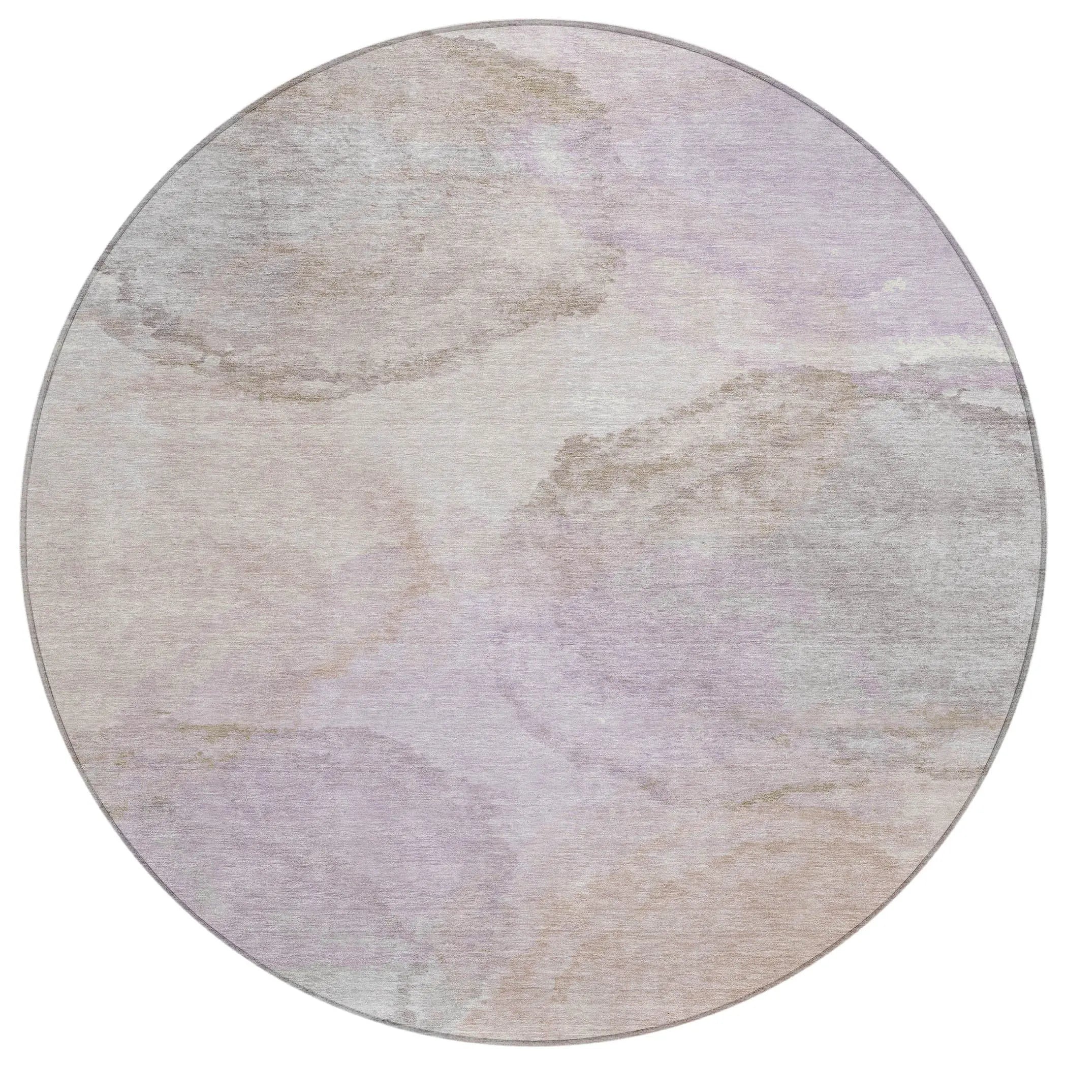 8' Taupe And Beige Round Abstract Washable Indoor Outdoor Area Rug Homeroots Outdoor