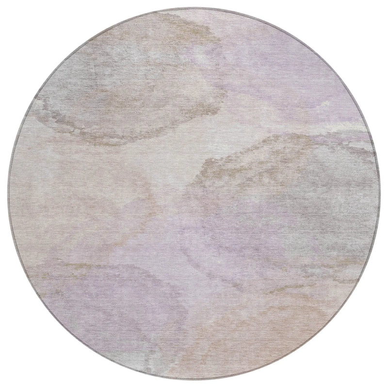 8' Taupe And Beige Round Abstract Washable Indoor Outdoor Area Rug Homeroots Outdoor