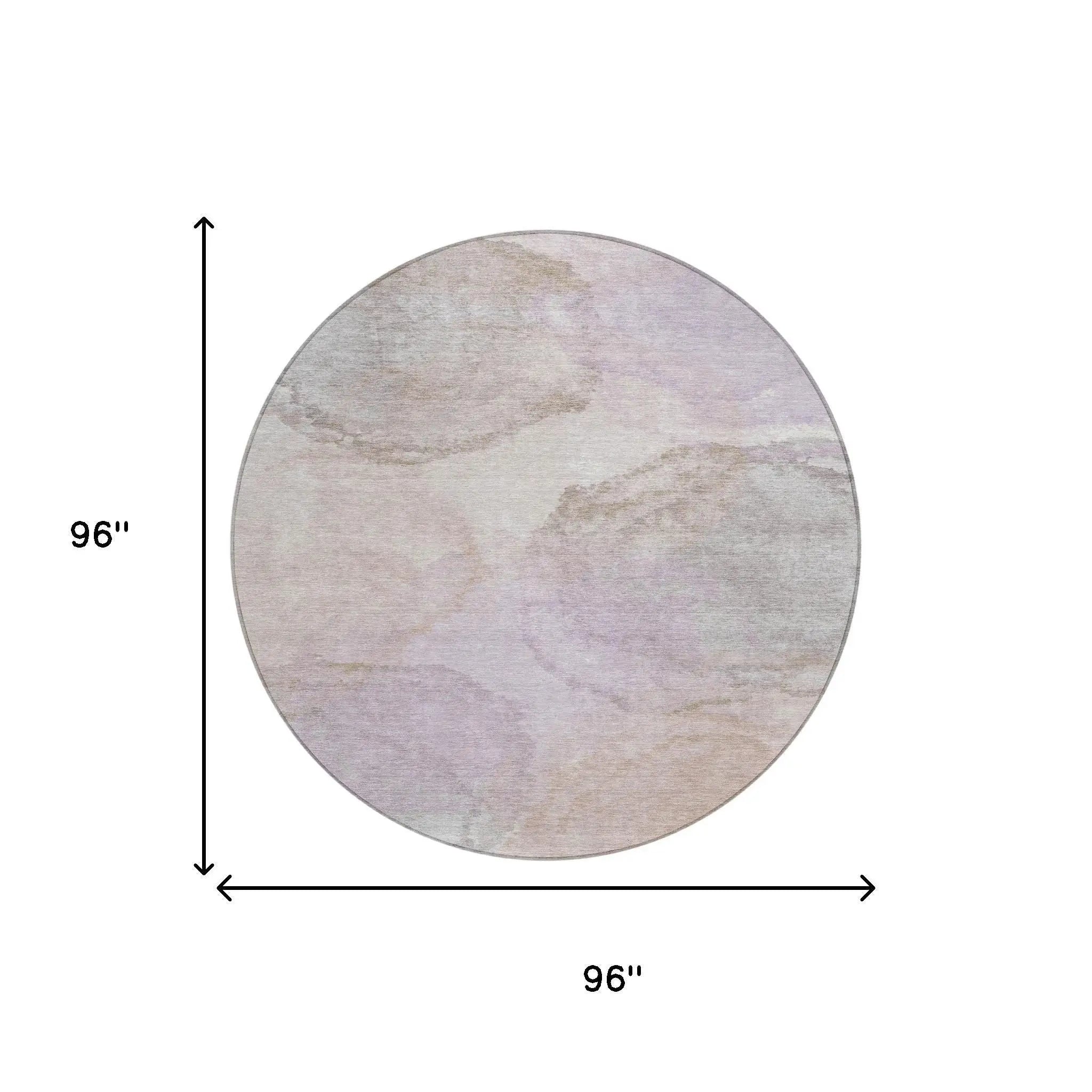 8' Taupe And Beige Round Abstract Washable Indoor Outdoor Area Rug Homeroots Outdoor