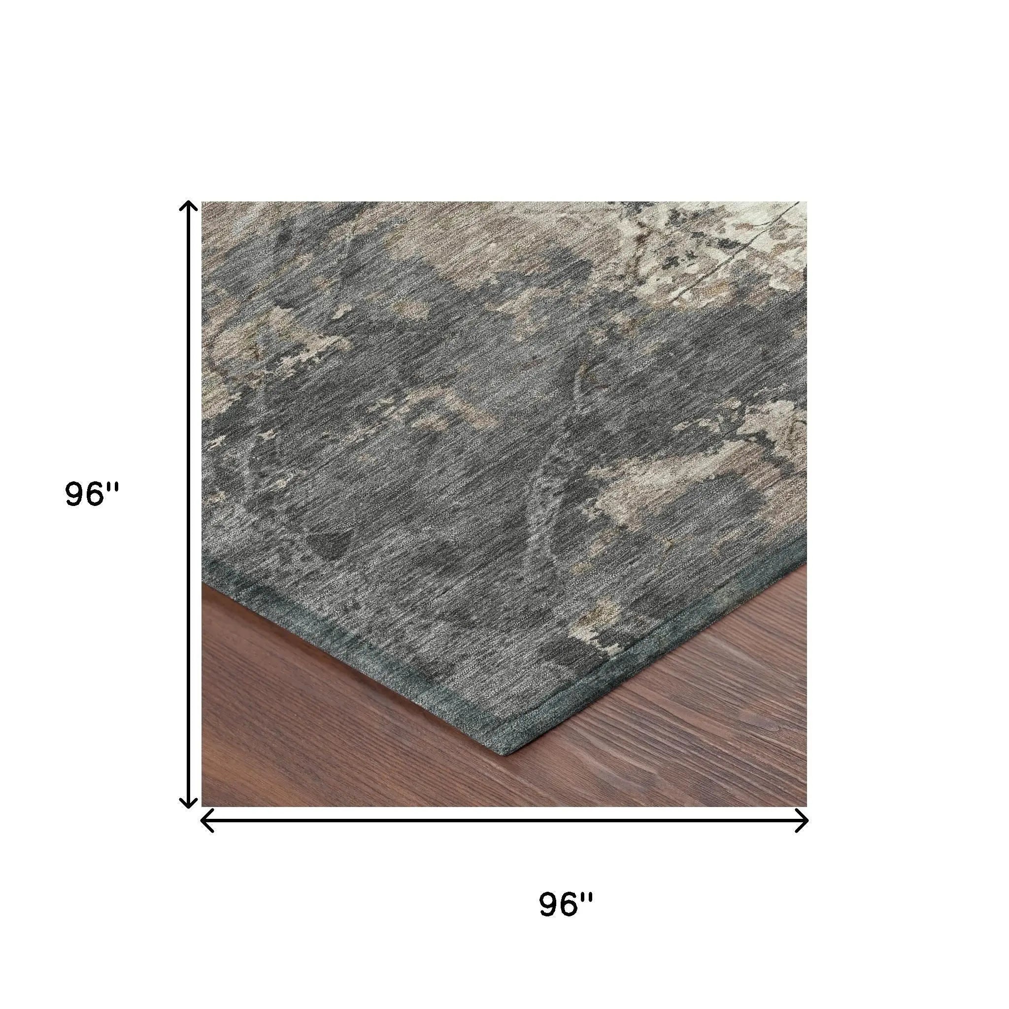 8' Taupe And Beige Round Abstract Washable Indoor Outdoor Area Rug Homeroots Outdoor