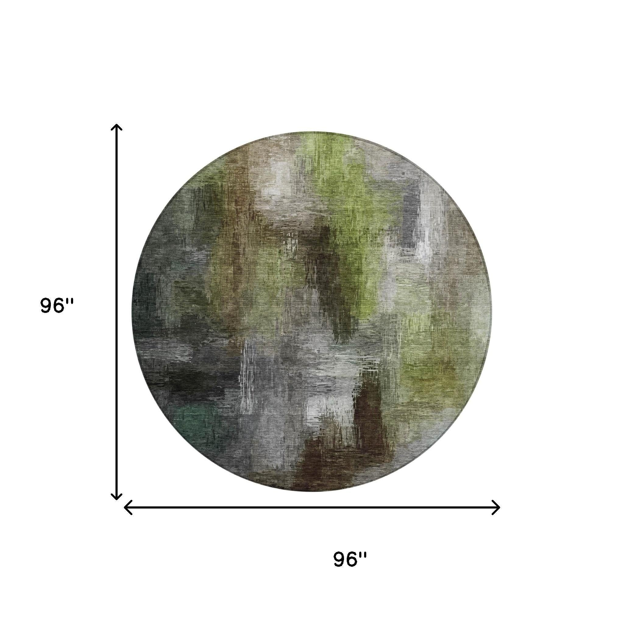 8' Taupe And Brown Round Abstract Washable Indoor Outdoor Area Rug Homeroots Outdoor