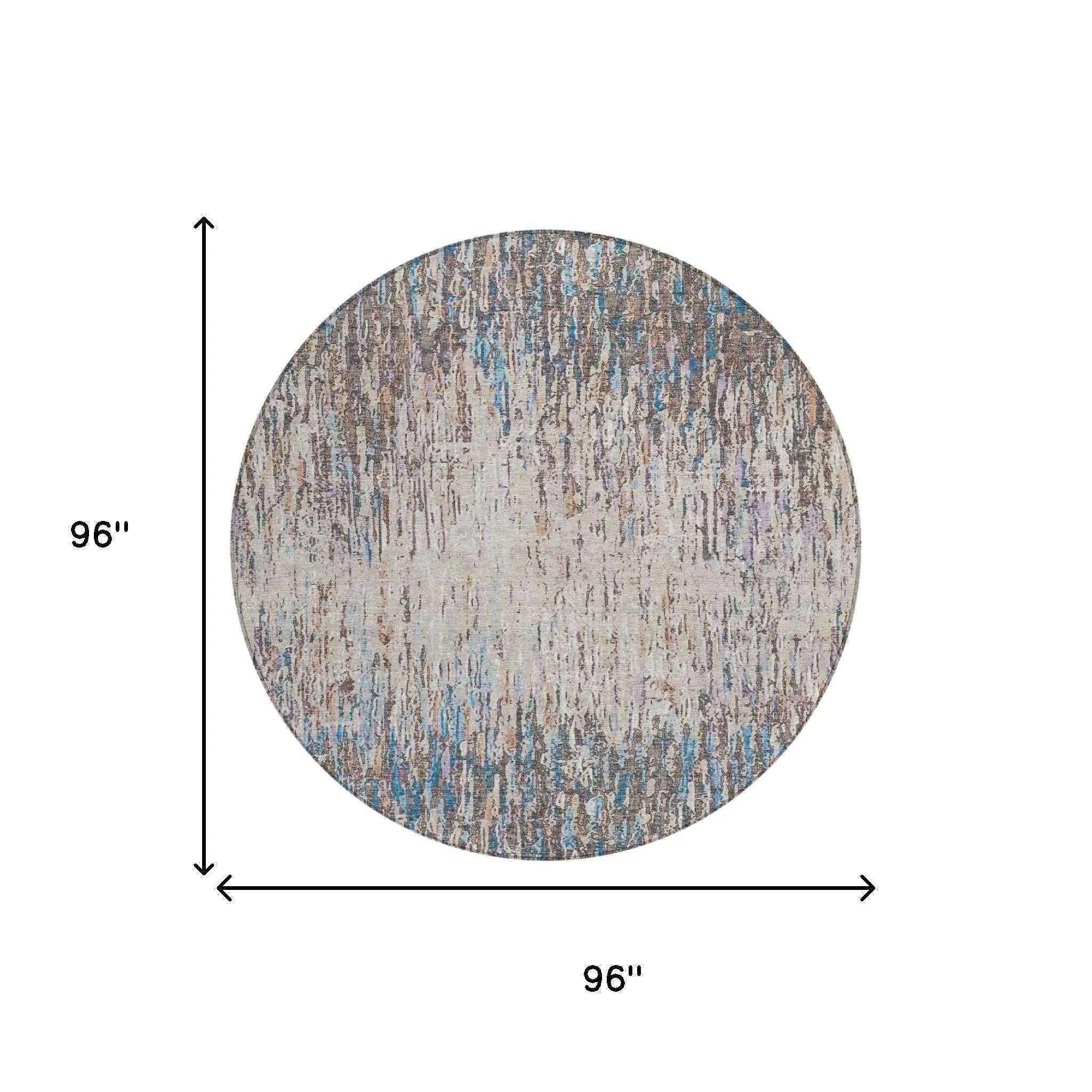 8' Taupe And Brown Round Striped Washable Indoor Outdoor Area Rug Homeroots Outdoor