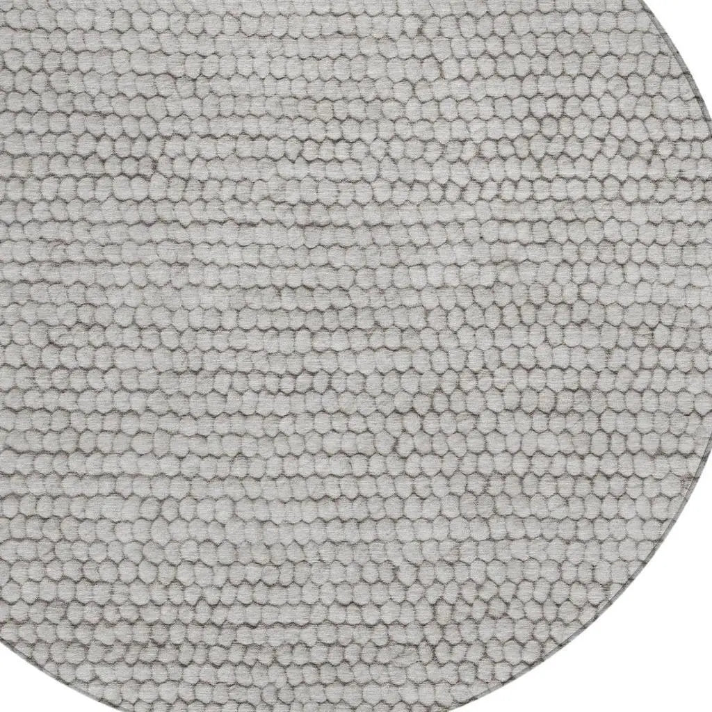 8' Taupe And Brown Round Striped Washable Indoor Outdoor Area Rug Homeroots Outdoor