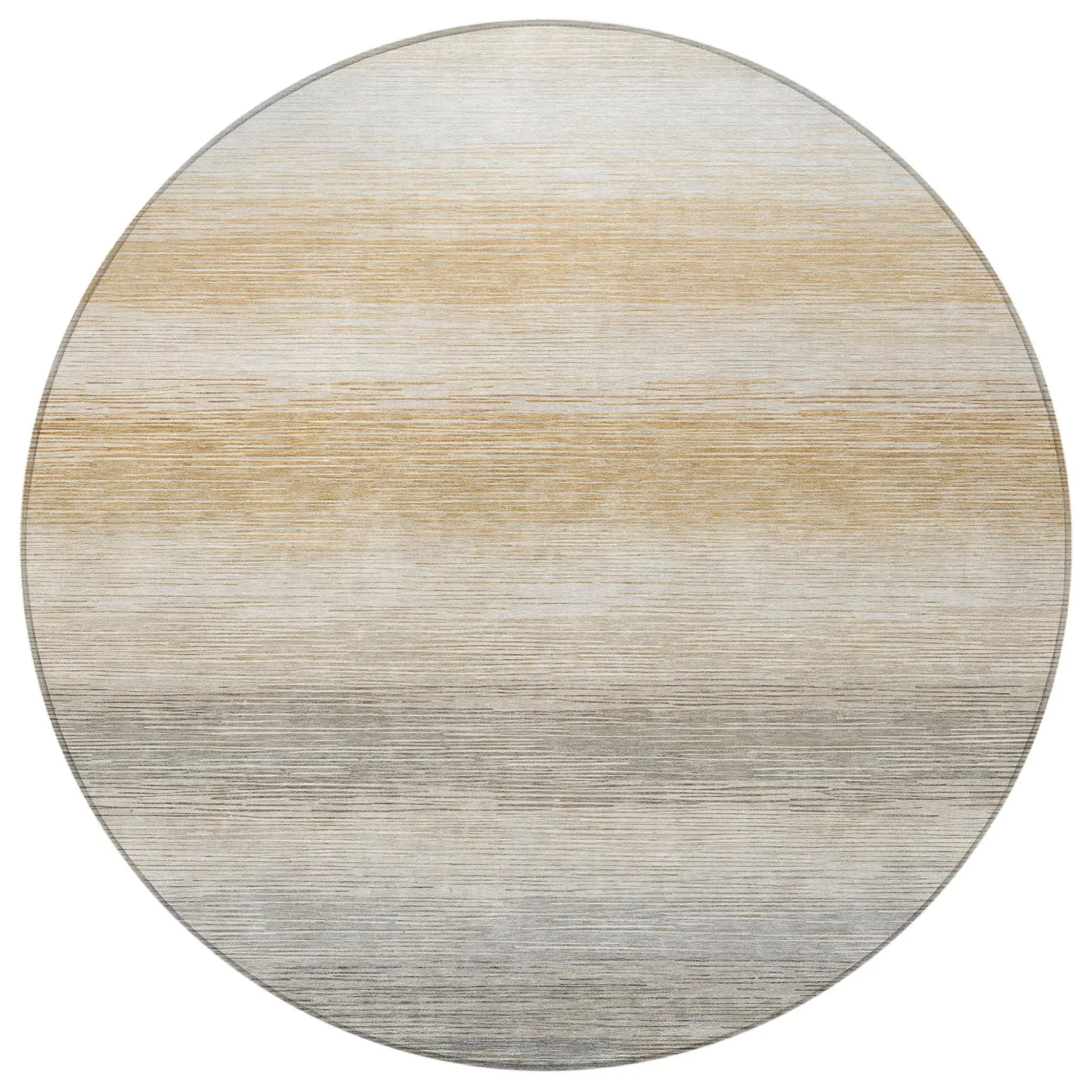 8' Taupe And Brown Round Striped Washable Indoor Outdoor Area Rug Homeroots Outdoor