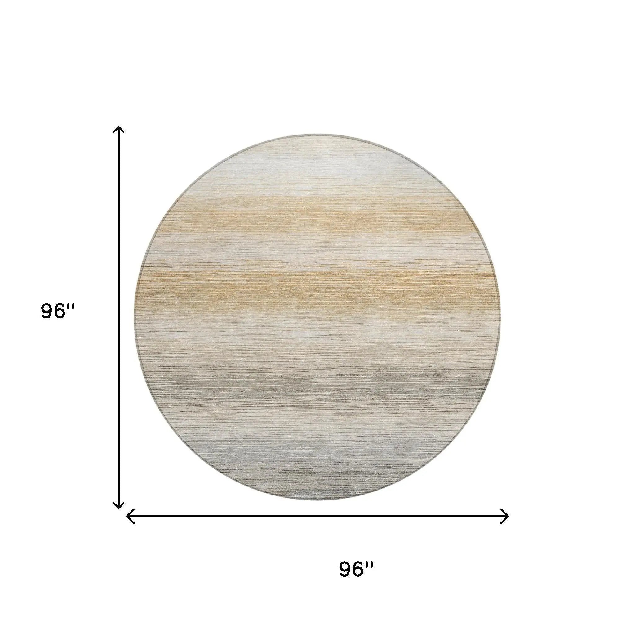 8' Taupe And Brown Round Striped Washable Indoor Outdoor Area Rug Homeroots Outdoor