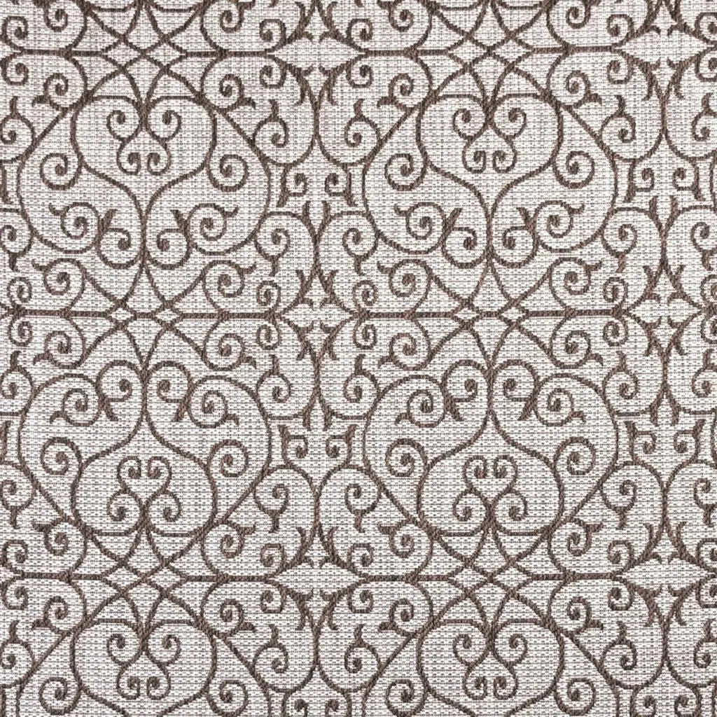 8' Taupe And Espresso Square Geometric Indoor Outdoor Area Rug Homeroots Outdoor