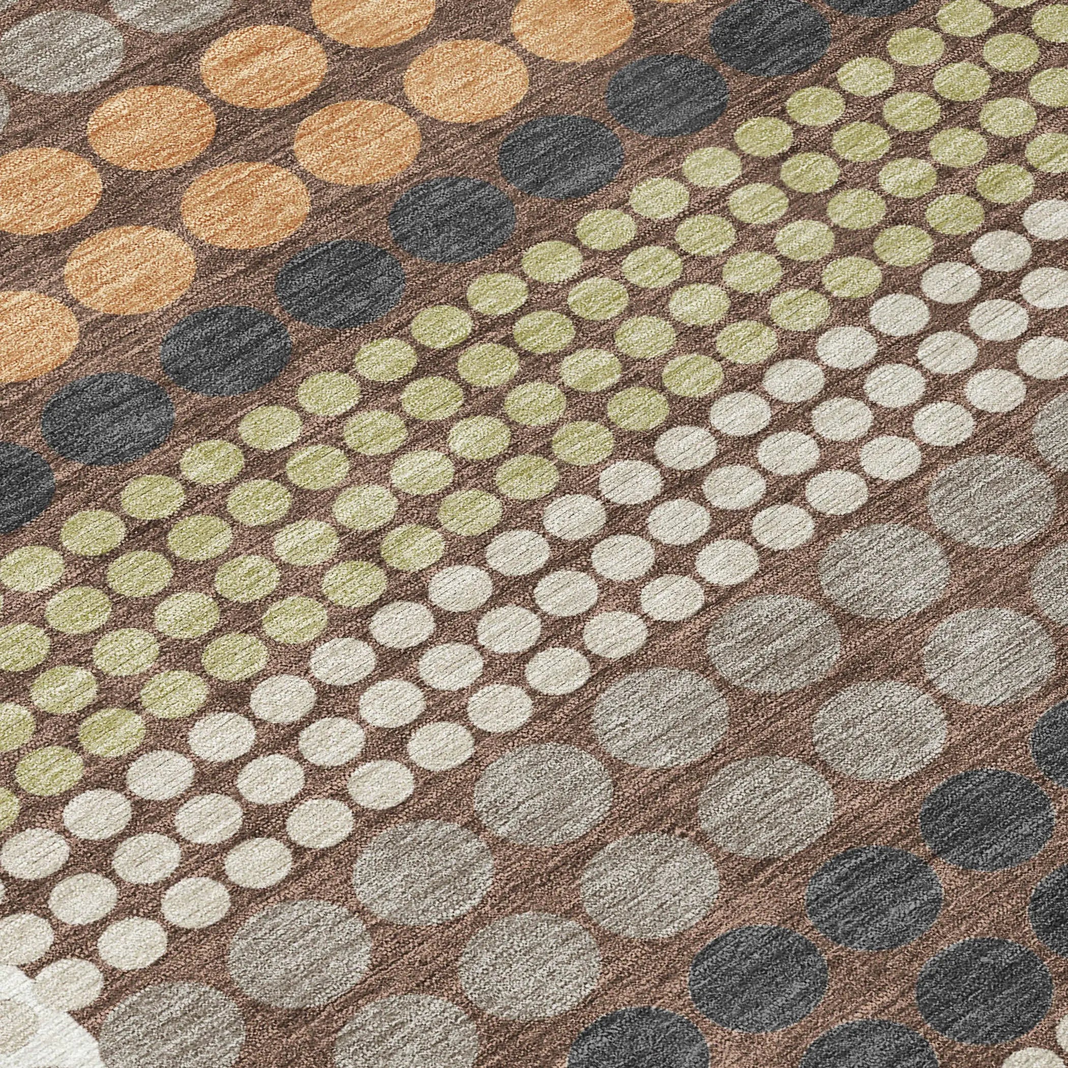 8' Taupe And Gold Round Geometric Washable Indoor Outdoor Area Rug Homeroots Outdoor