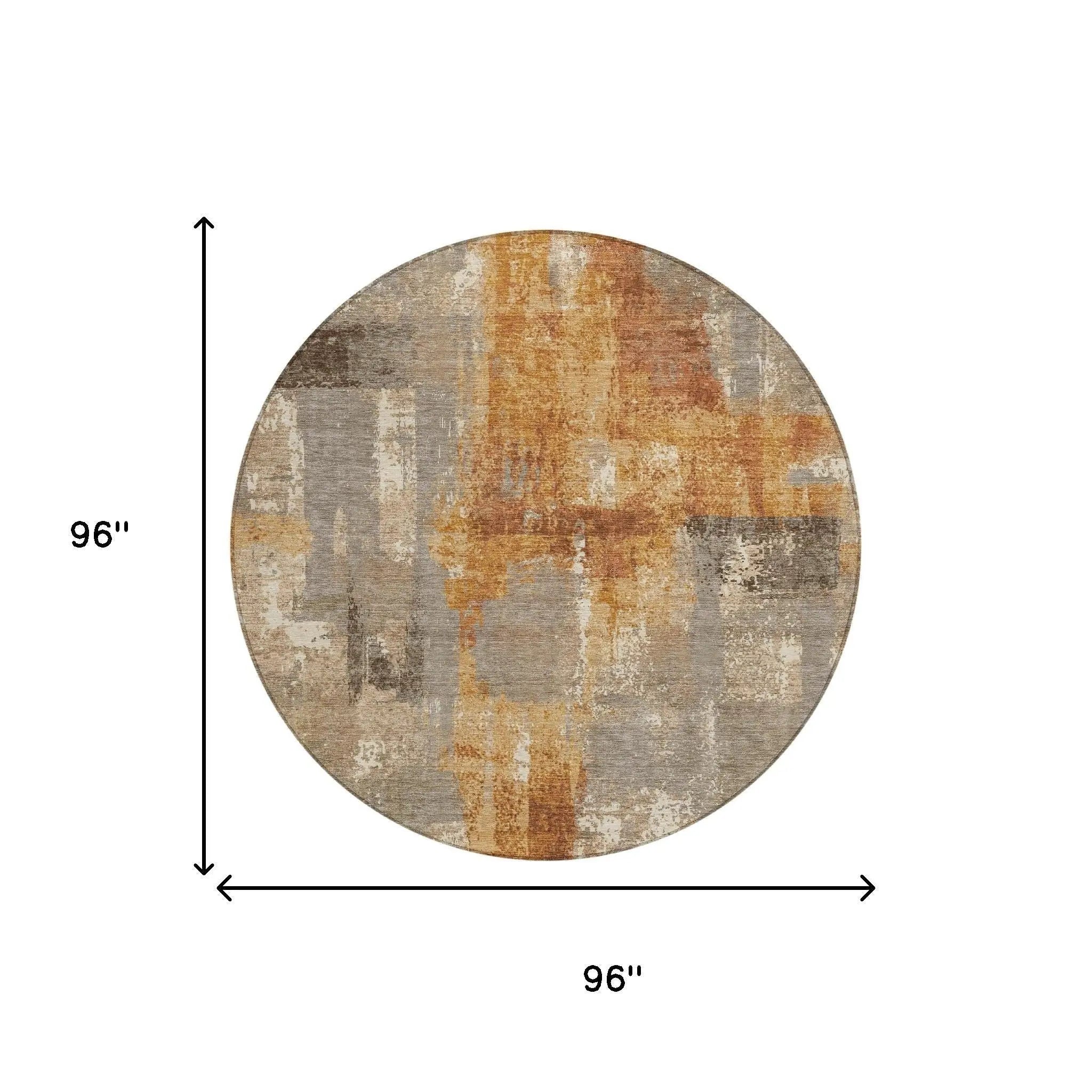 8' Taupe And Gray Round Abstract Washable Indoor Outdoor Area Rug Homeroots Outdoor