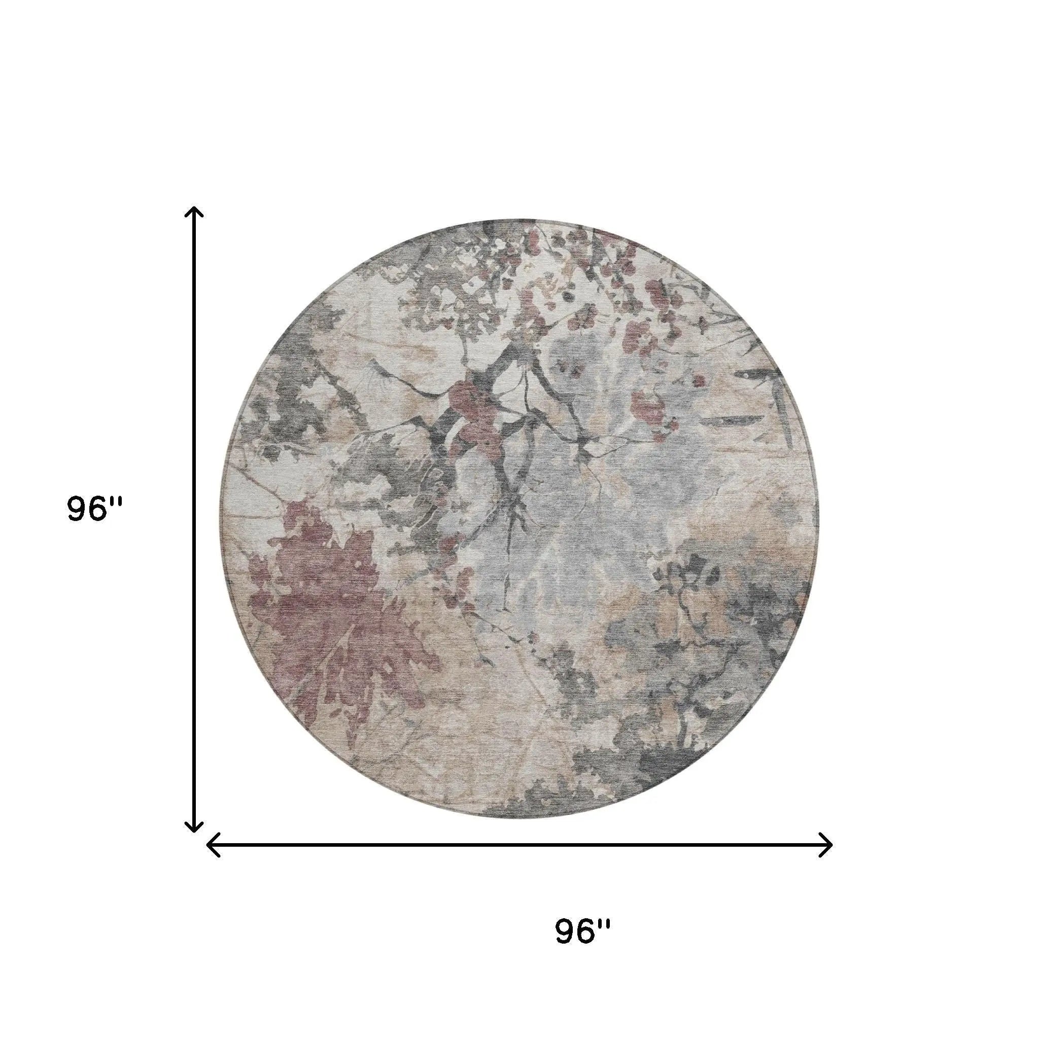 8' Taupe And Green Round Abstract Washable Indoor Outdoor Area Rug Homeroots Outdoor