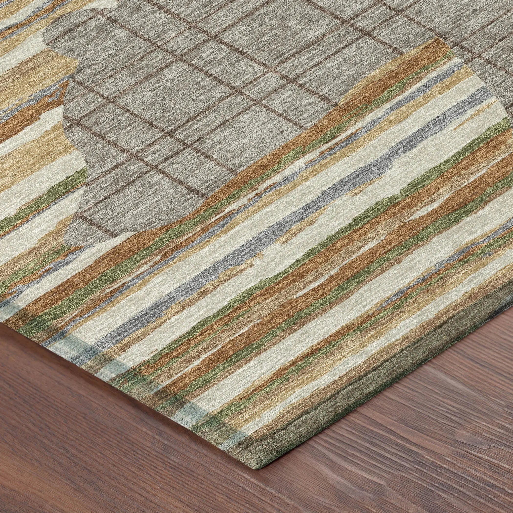 8' Taupe And Ivory Round Abstract Washable Indoor Outdoor Area Rug Homeroots Outdoor