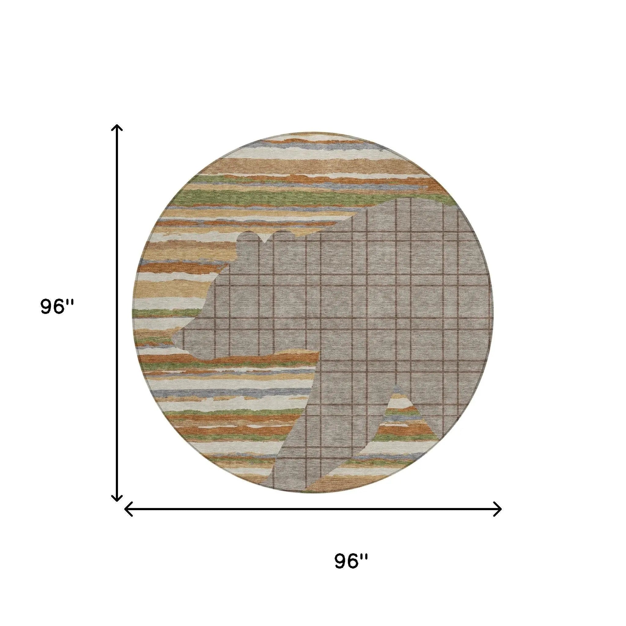 8' Taupe And Ivory Round Abstract Washable Indoor Outdoor Area Rug Homeroots Outdoor