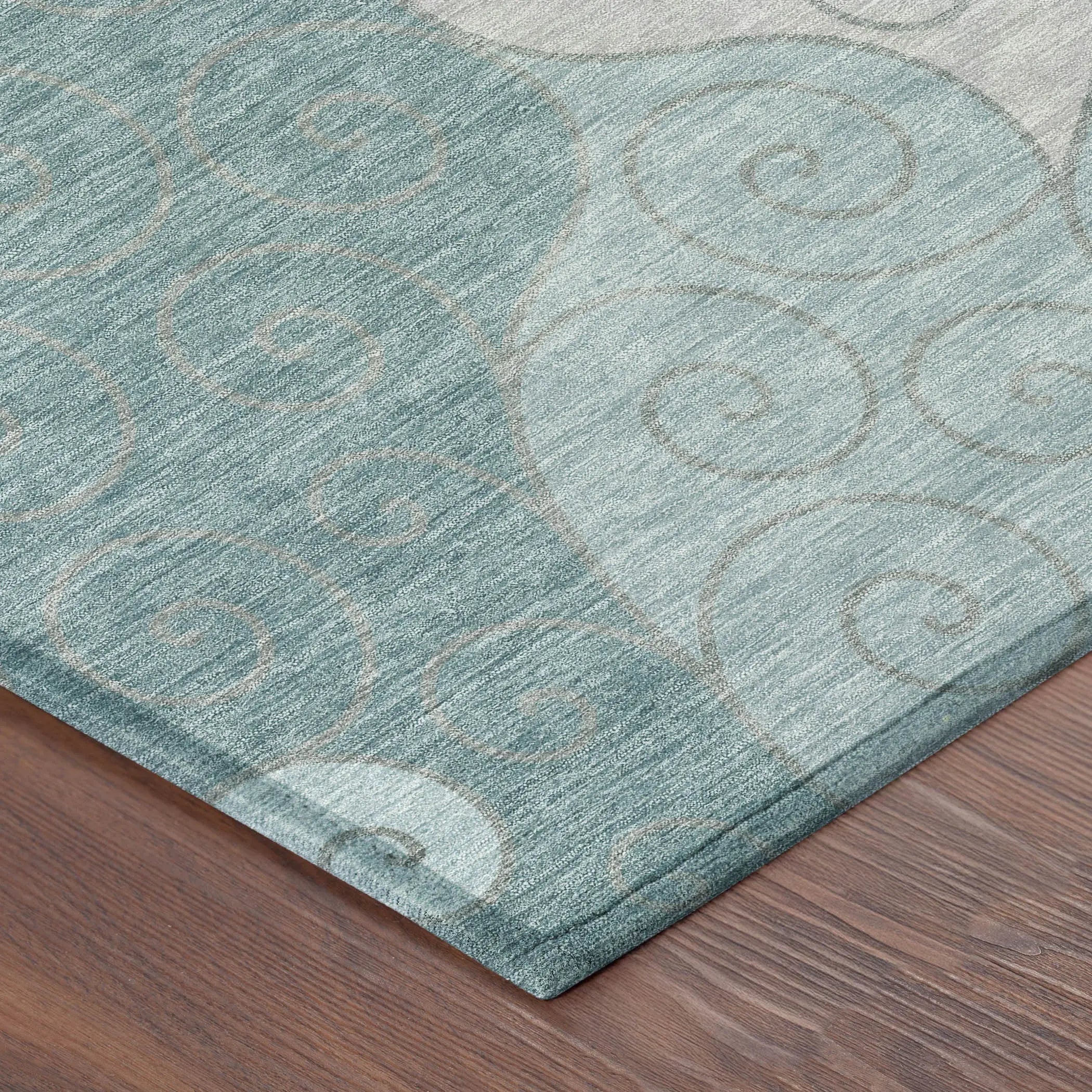 8' Teal Blue And Aqua Round Abstract Washable Indoor Outdoor Area Rug Homeroots Outdoor