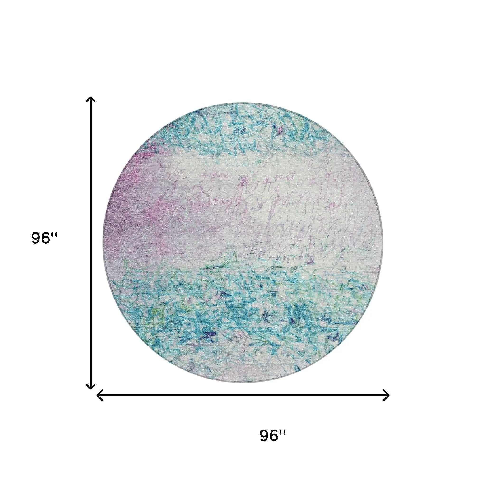 8' Teal Blue And Aqua Round Abstract Washable Indoor Outdoor Area Rug Homeroots Outdoor