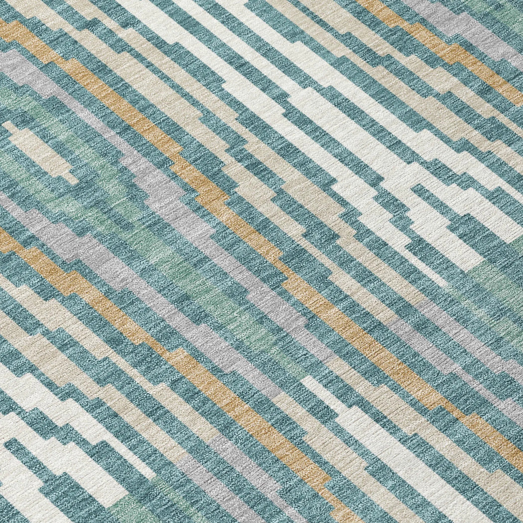 8' Teal Blue And Aqua Round Abstract Washable Indoor Outdoor Area Rug Homeroots Outdoor
