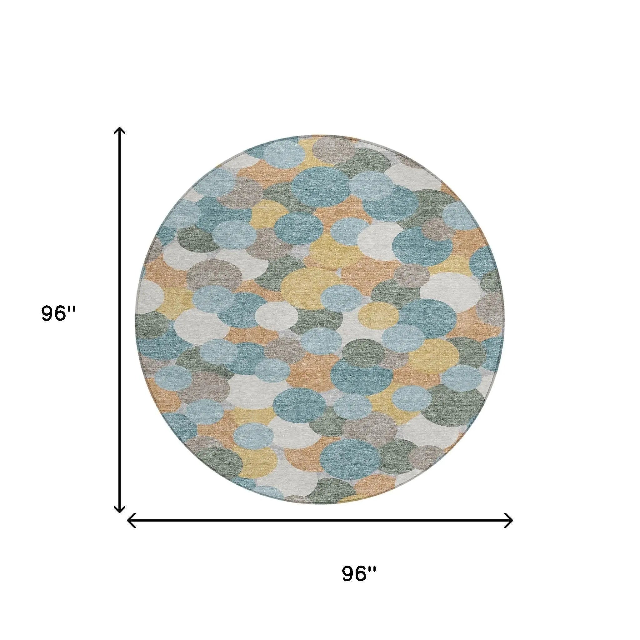 8' Teal Blue And Aqua Round Geometric Washable Indoor Outdoor Area Rug Homeroots Outdoor