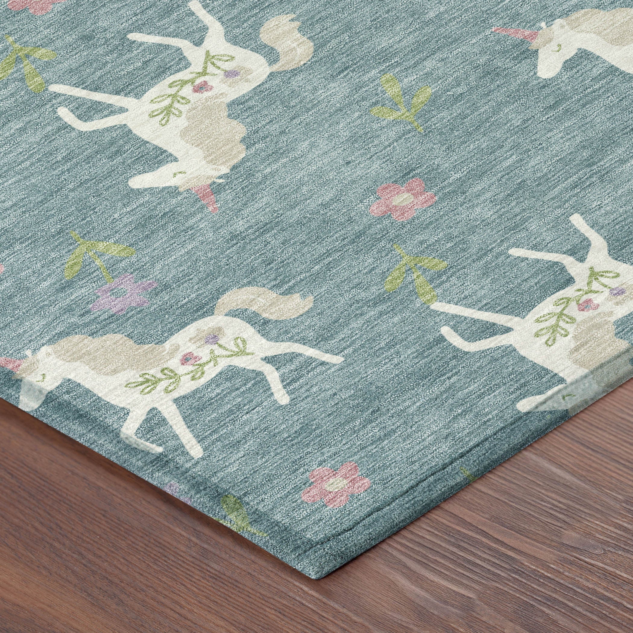 8' Teal Blue And Beige Round Floral Washable Indoor Outdoor Area Rug Homeroots Outdoor