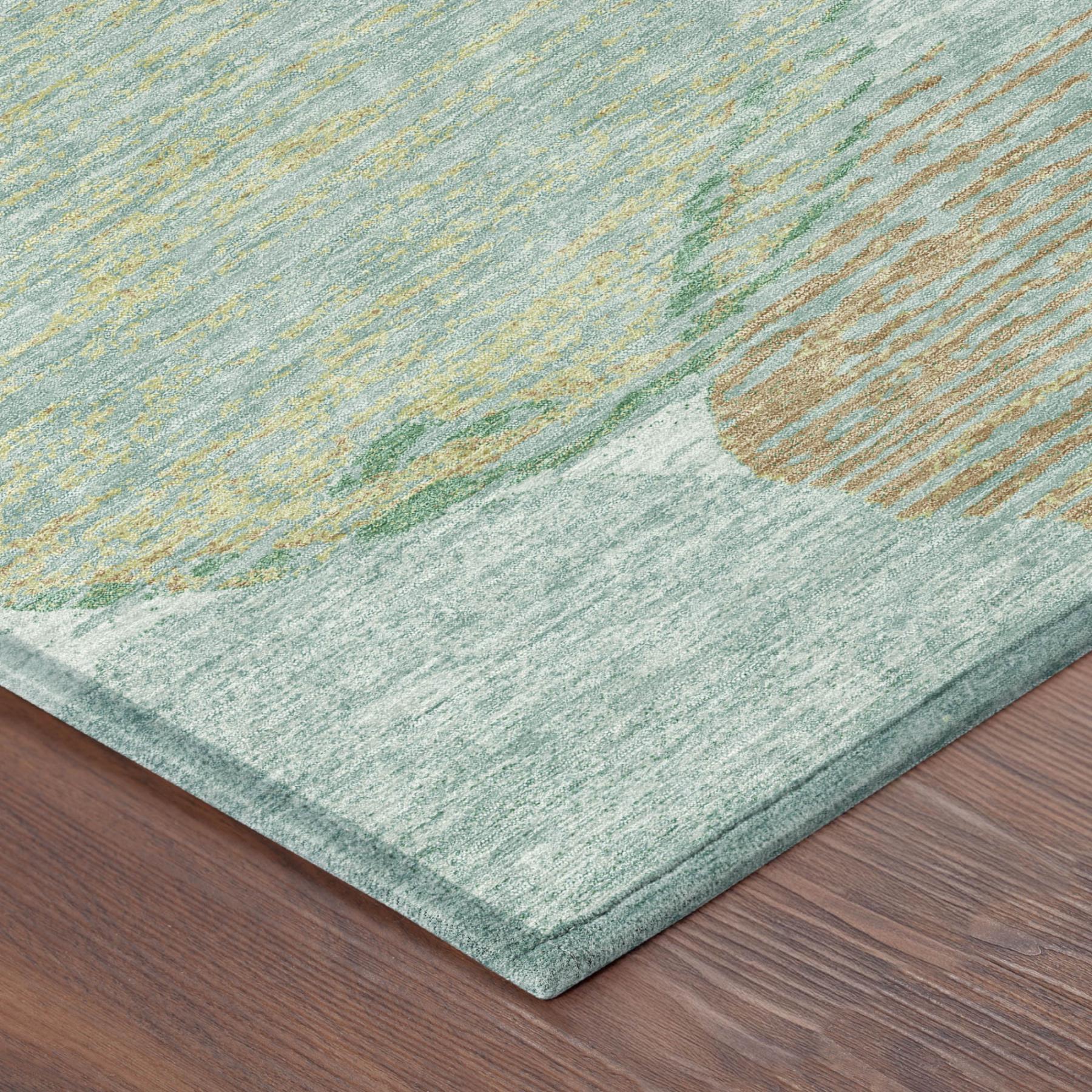8' Teal Blue And Blue Round Geometric Washable Indoor Outdoor Area Rug Homeroots Outdoor