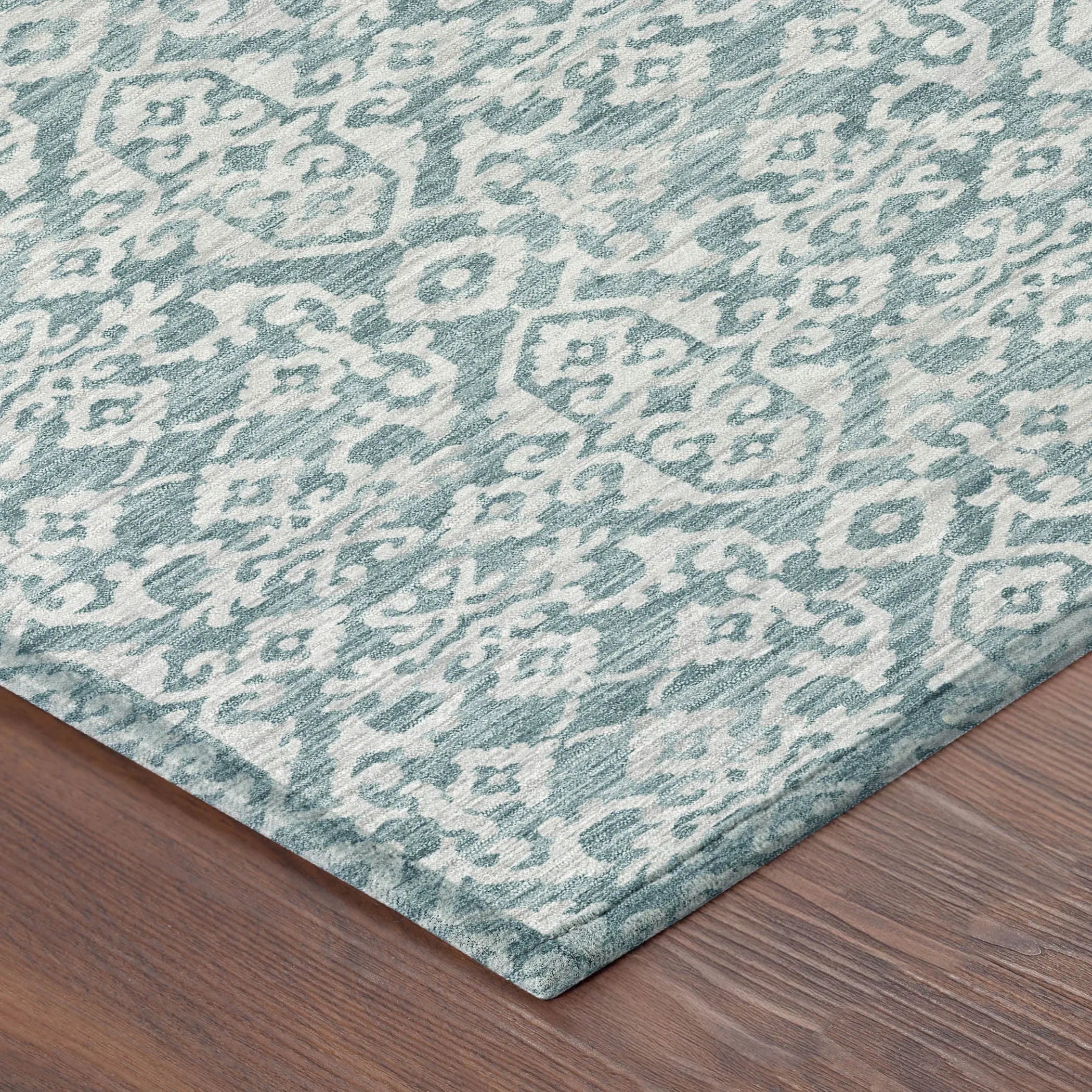 8' Teal Blue And Brown Round Oriental Washable Indoor Outdoor Area Rug Homeroots Outdoor