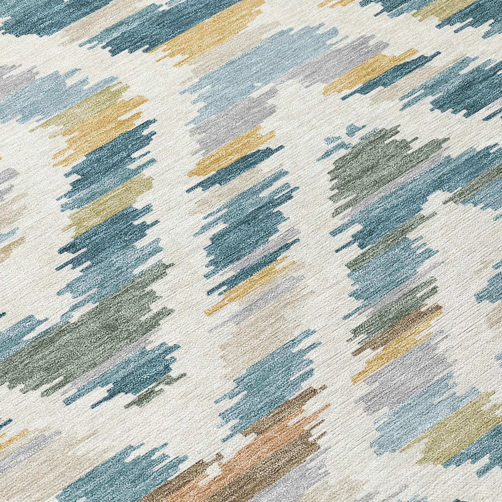 8' Teal Blue And Copper Round Tribal Washable Indoor Outdoor Area Rug Homeroots Outdoor
