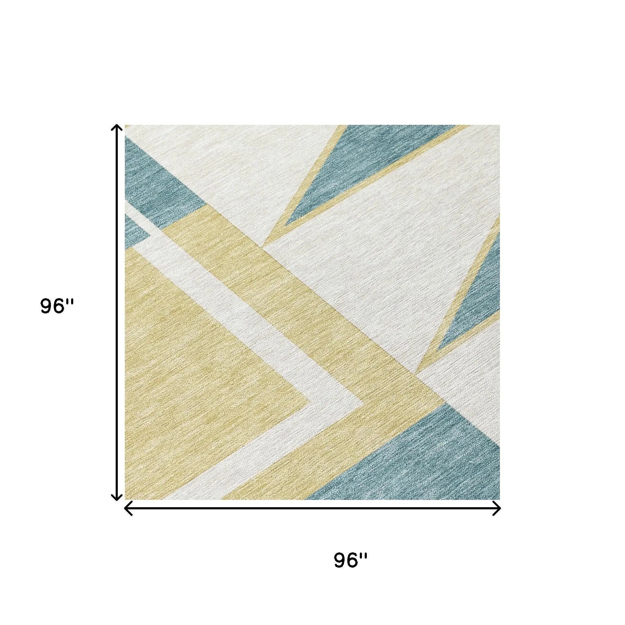 8' Teal Blue And Ivory Round Geometric Washable Indoor Outdoor Area Rug Homeroots Outdoor