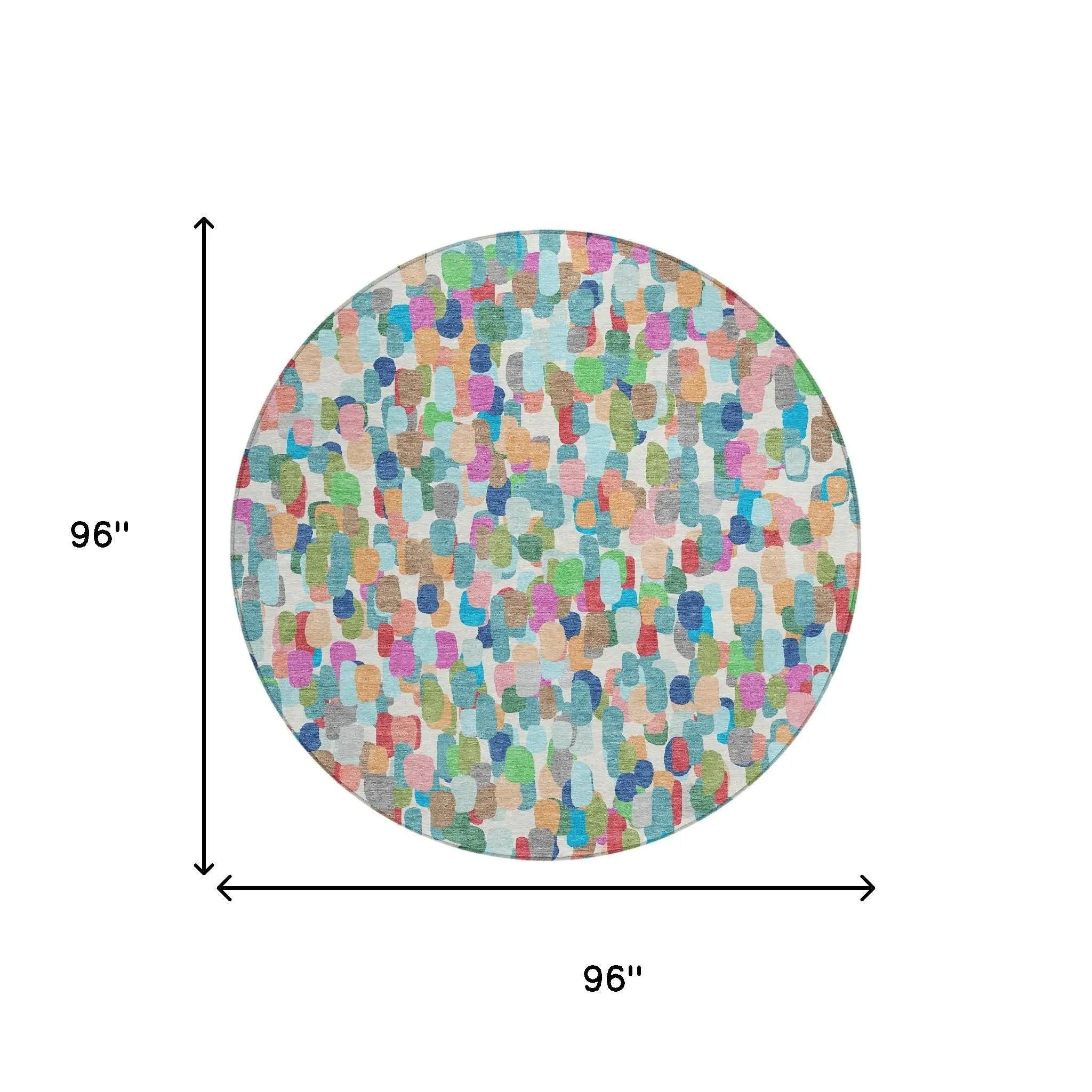 8' Teal Blue And Navy Blue Round Abstract Washable Indoor Outdoor Area Rug Homeroots Outdoor