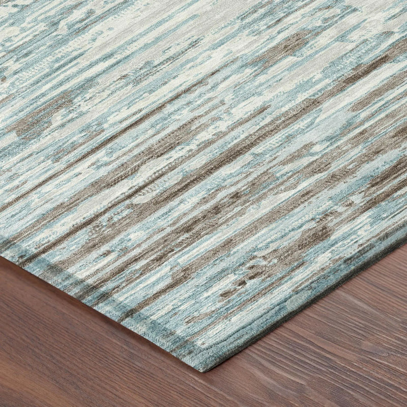 8' Teal Blue And Pewter Round Abstract Washable Indoor Outdoor Area Rug Homeroots Outdoor