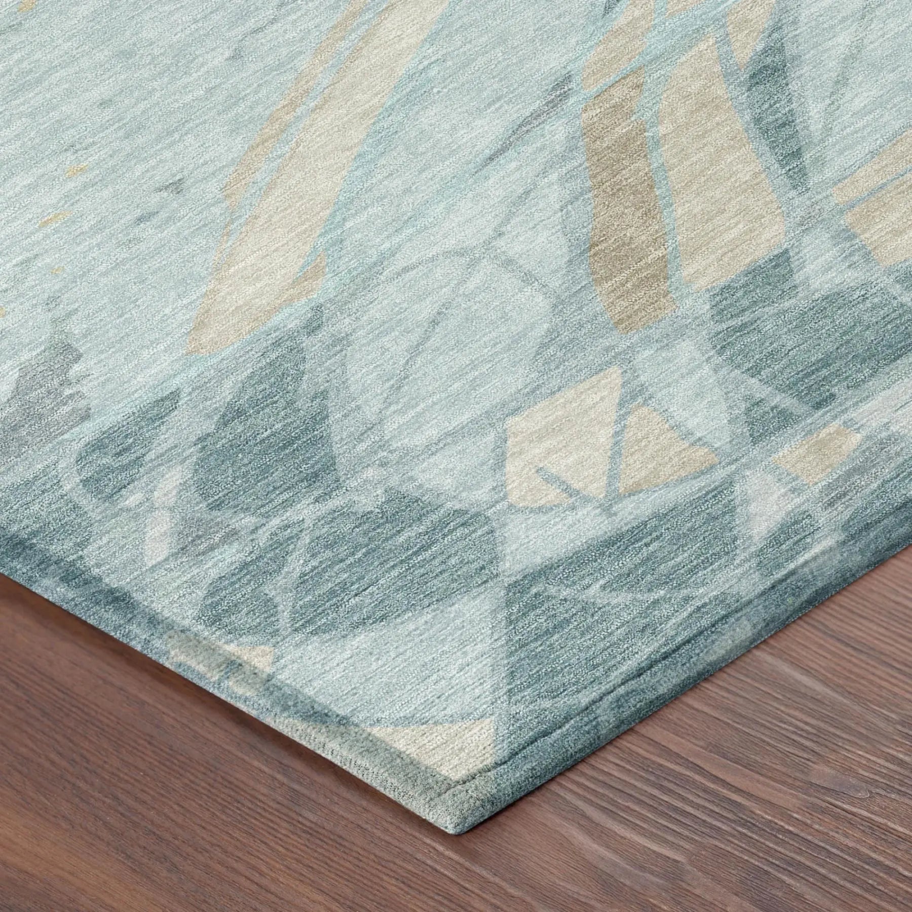 8' Teal Blue And Silver Round Abstract Washable Indoor Outdoor Area Rug Homeroots Outdoor