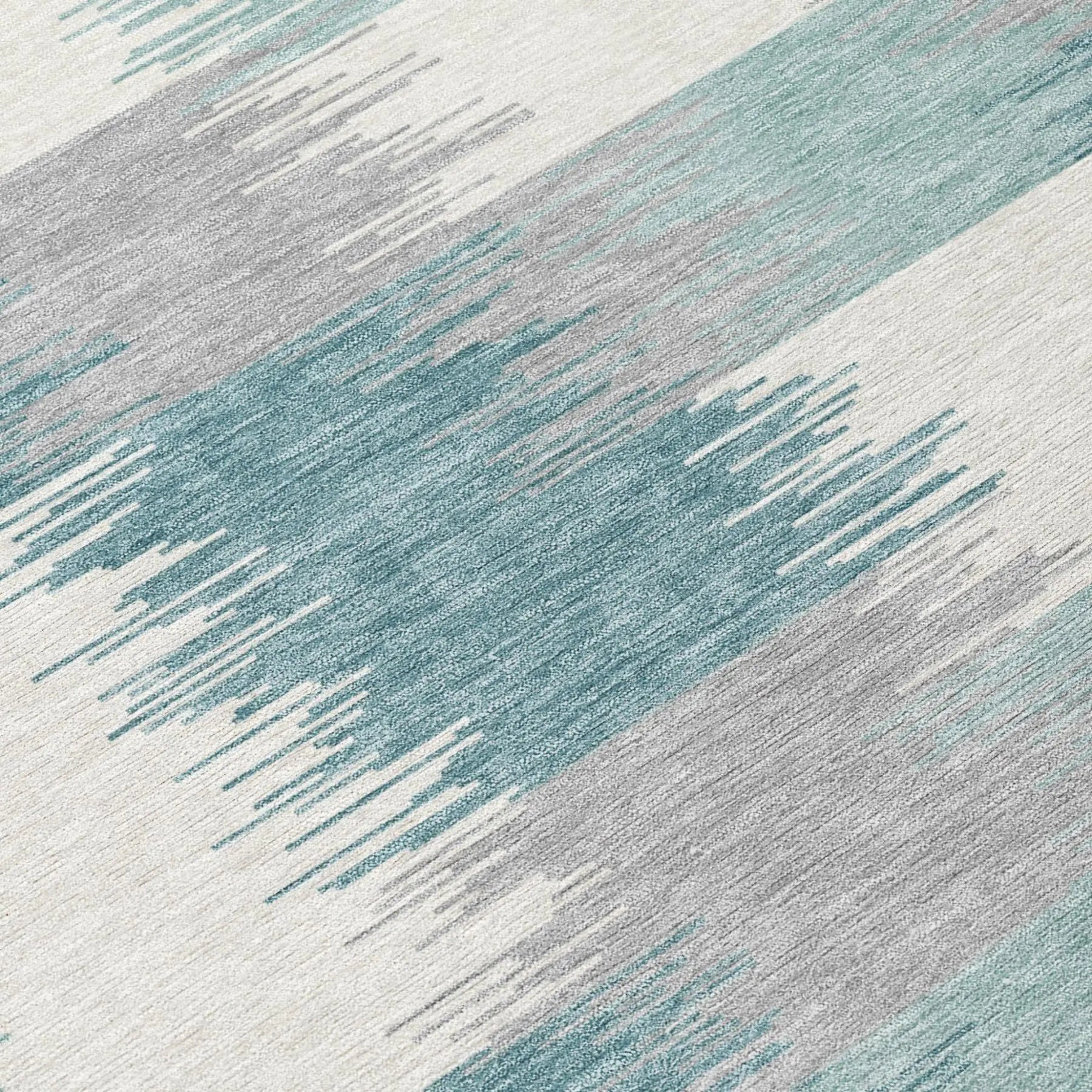 8' Teal Blue And Silver Round Geometric Washable Indoor Outdoor Area Rug Homeroots Outdoor