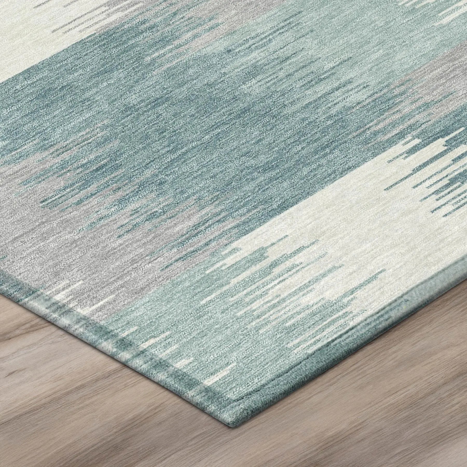 8' Teal Blue And Silver Round Geometric Washable Indoor Outdoor Area Rug Homeroots Outdoor