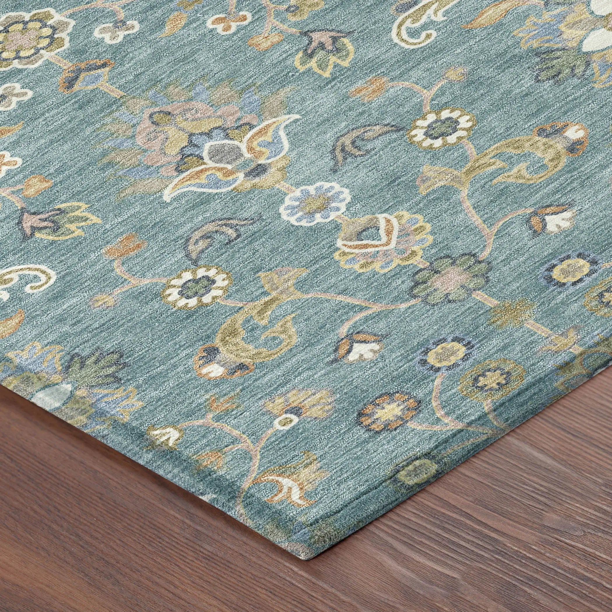 8' Teal Blue And Taupe Round Abstract Washable Indoor Outdoor Area Rug Homeroots Outdoor