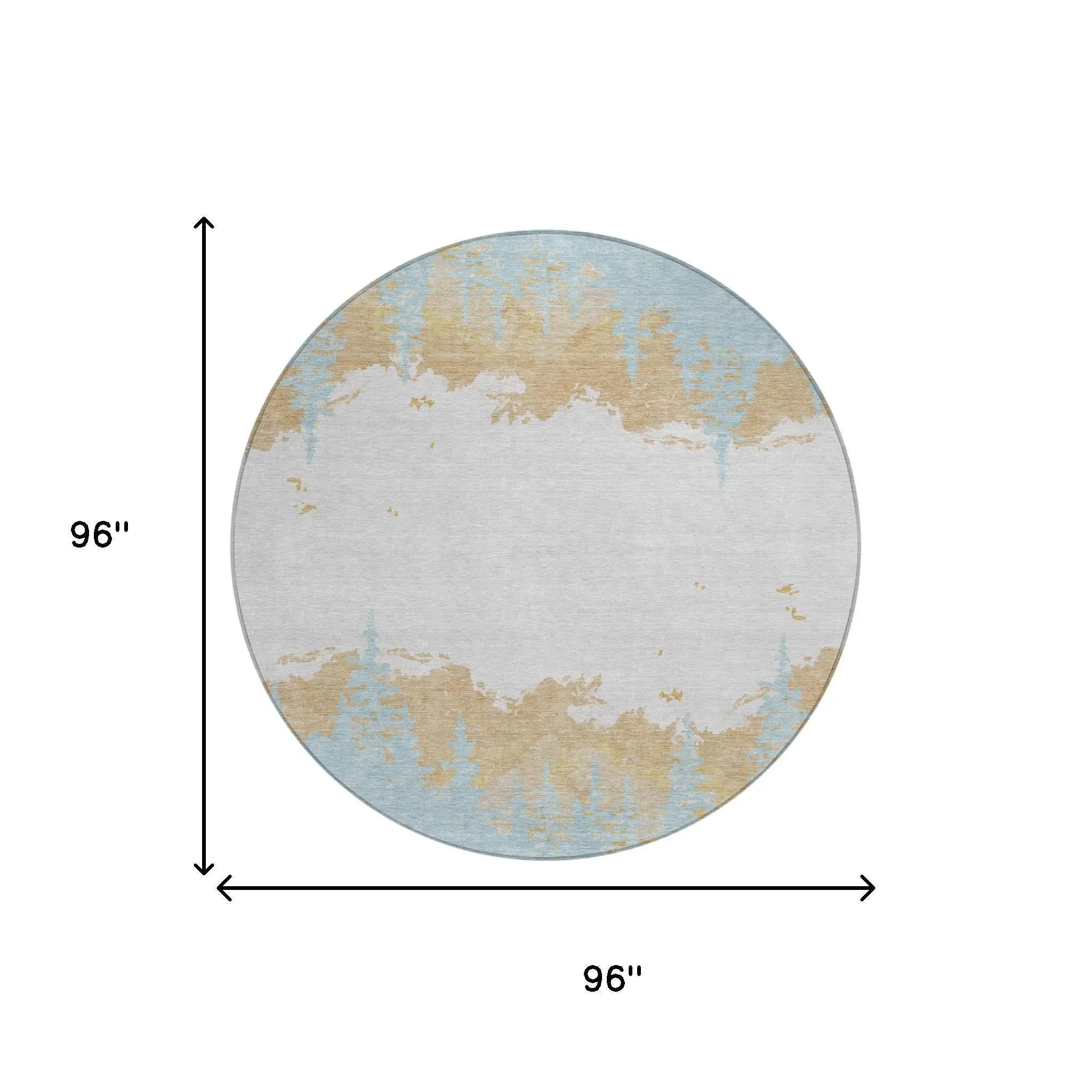 8' Teal Blue And Turquoise Round Floral Washable Indoor Outdoor Area Rug Homeroots Outdoor