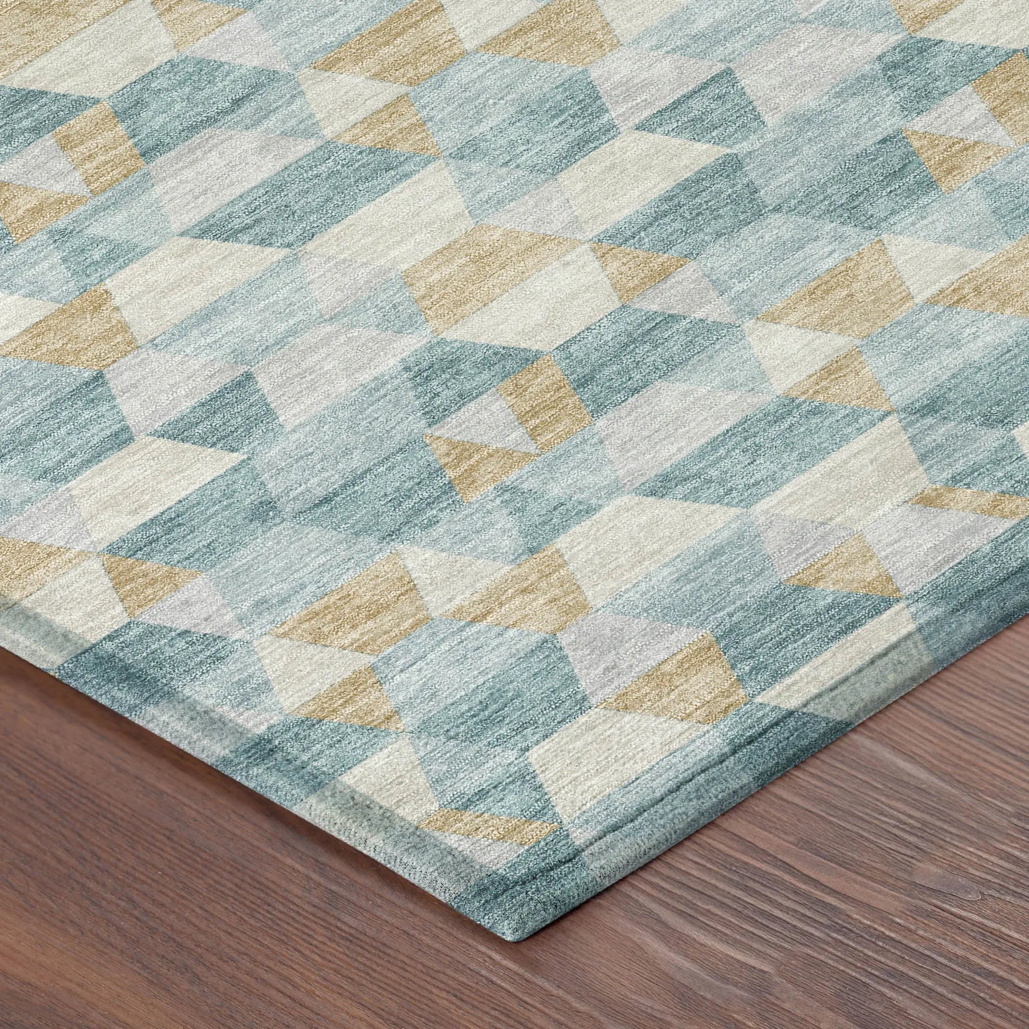 8' Teal Blue And Walnut Round Geometric Washable Indoor Outdoor Area Rug Homeroots Outdoor
