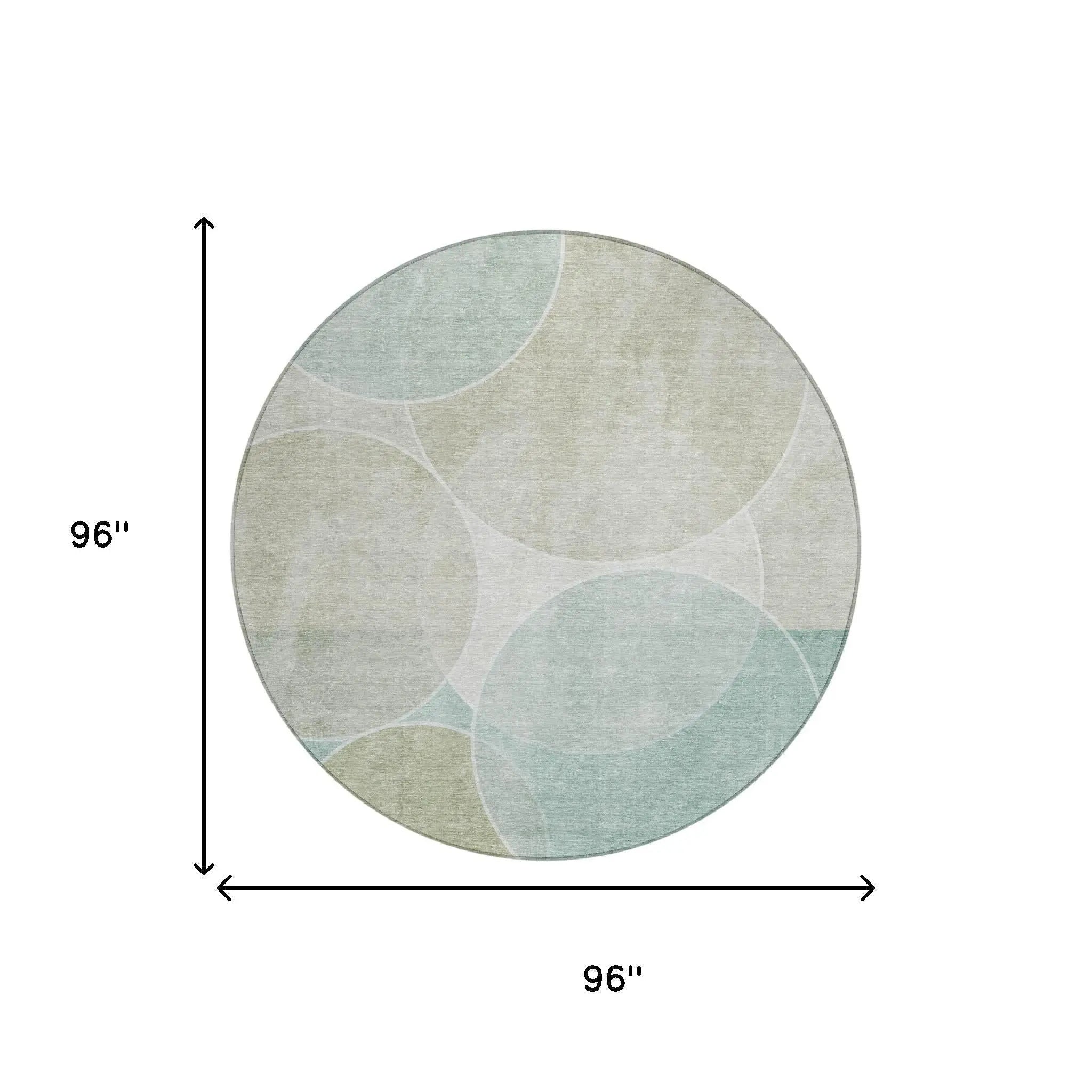 8' Turquoise And Teal Blue Round Geometric Washable Indoor Outdoor Area Rug Homeroots Outdoor