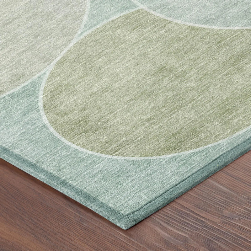 8' Turquoise And Teal Blue Round Geometric Washable Indoor Outdoor Area Rug Homeroots Outdoor