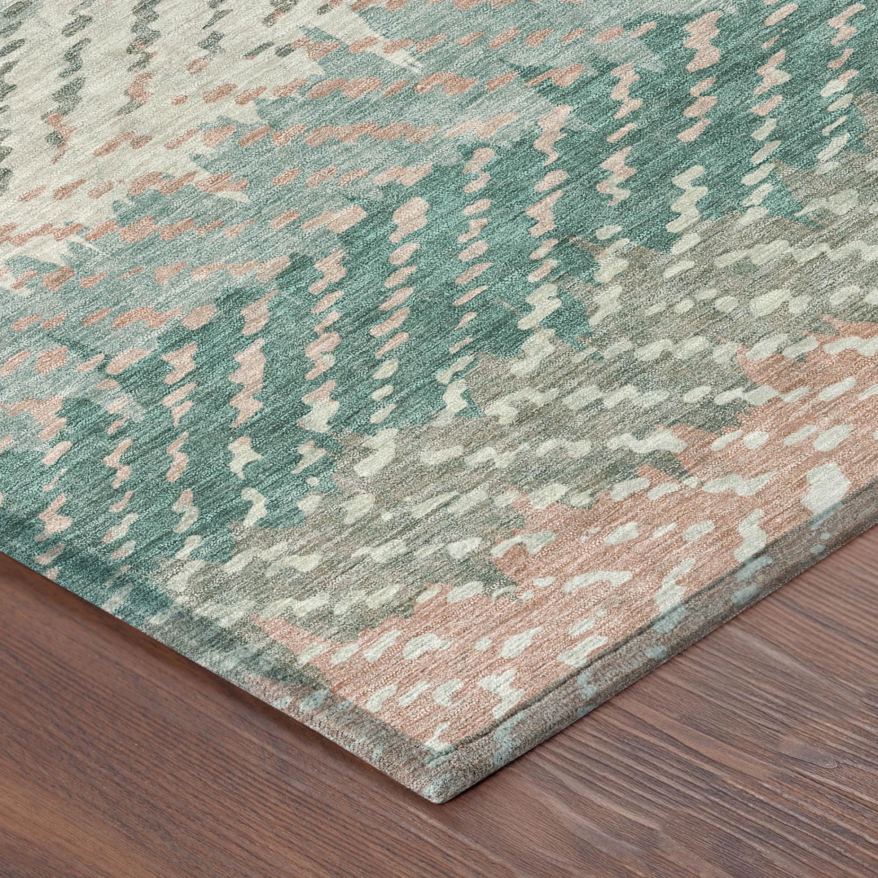 8' Turquoise And Teal Blue Round Striped Washable Indoor Outdoor Area Rug Homeroots Outdoor