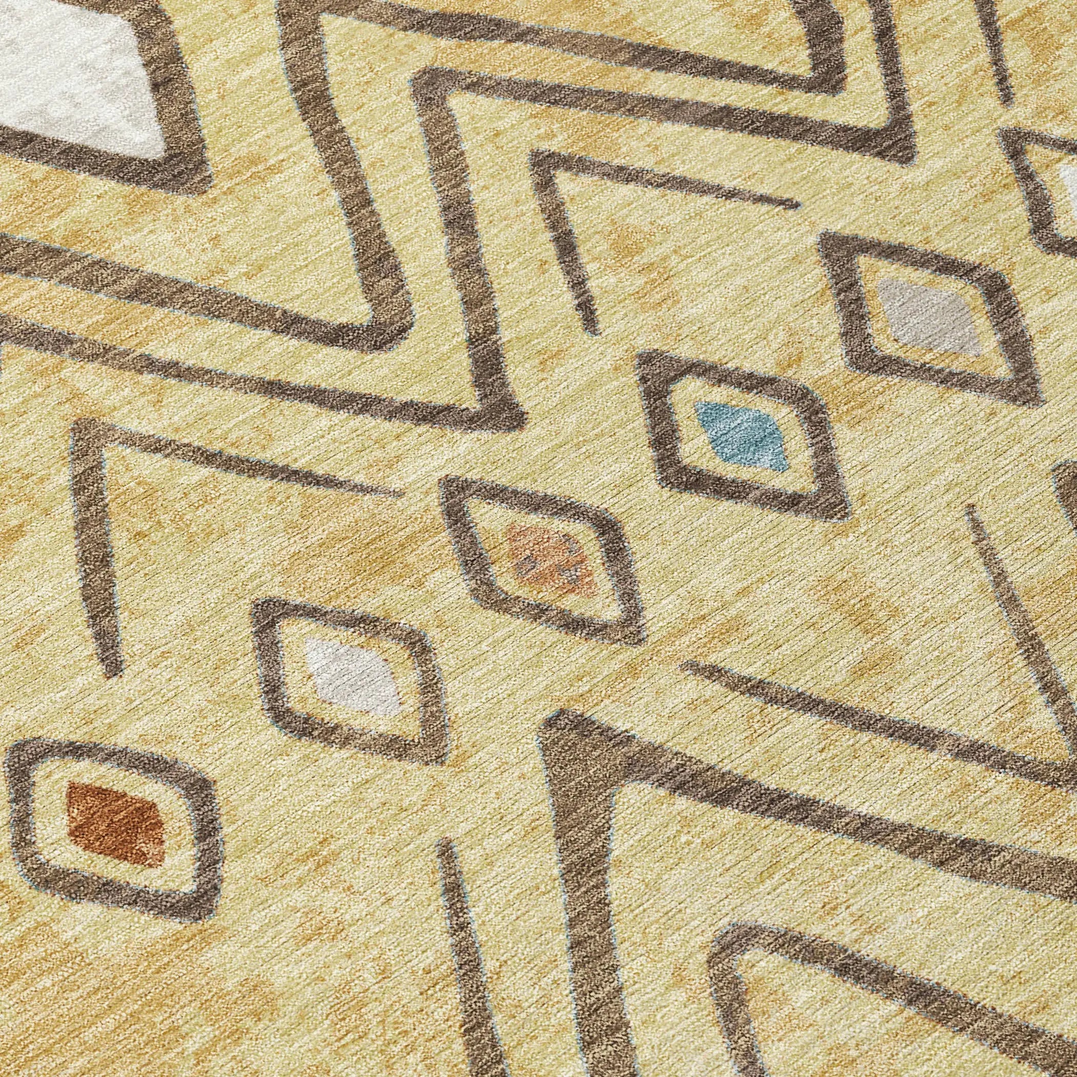 8' Wheat And Brown Round Geometric Washable Indoor Outdoor Area Rug Homeroots Outdoor