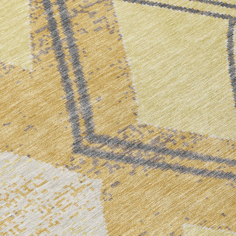 8' Wheat And Gold Round Geometric Washable Indoor Outdoor Area Rug Homeroots Outdoor