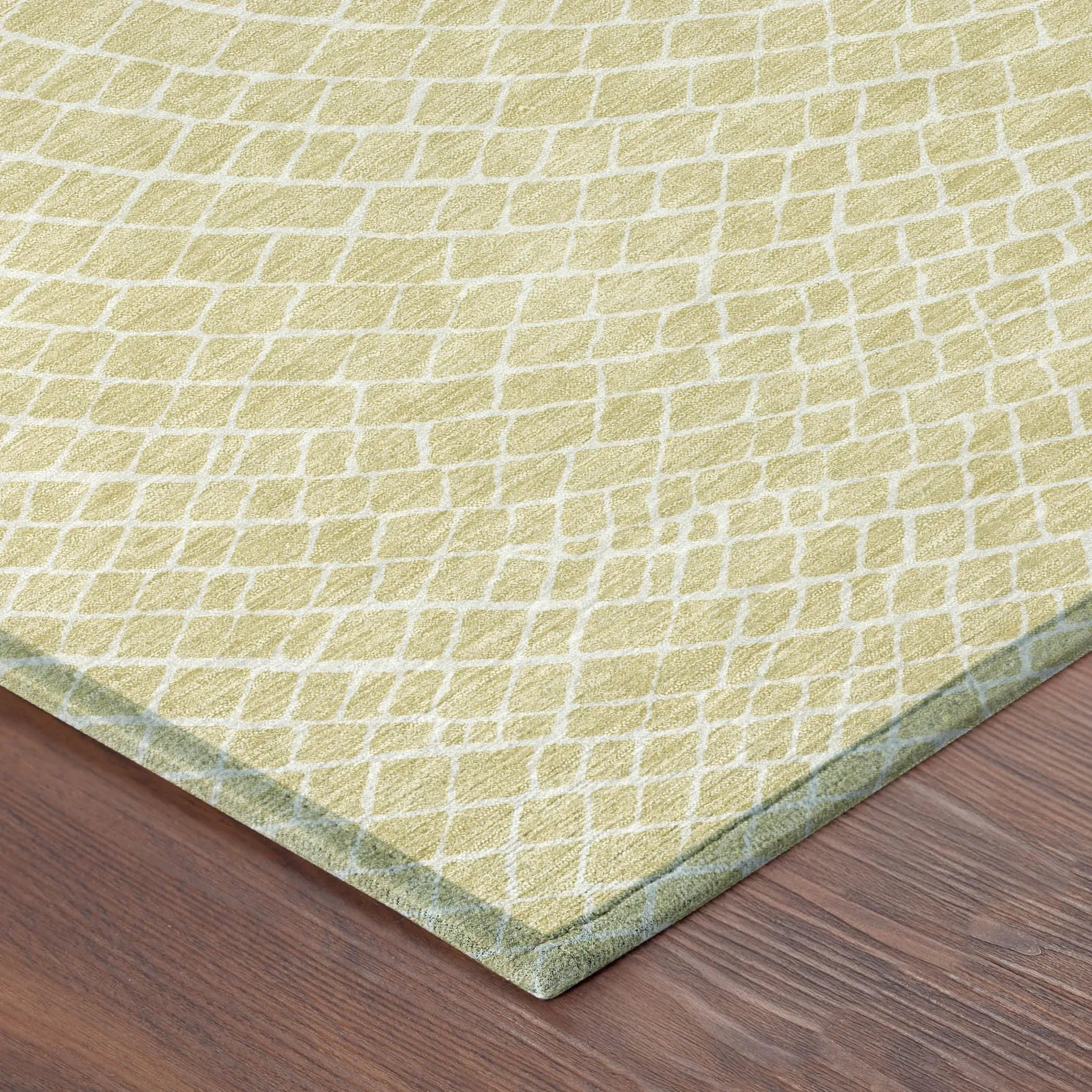8' Wheat And Ivory Round Geometric Washable Indoor Outdoor Area Rug Homeroots Outdoor
