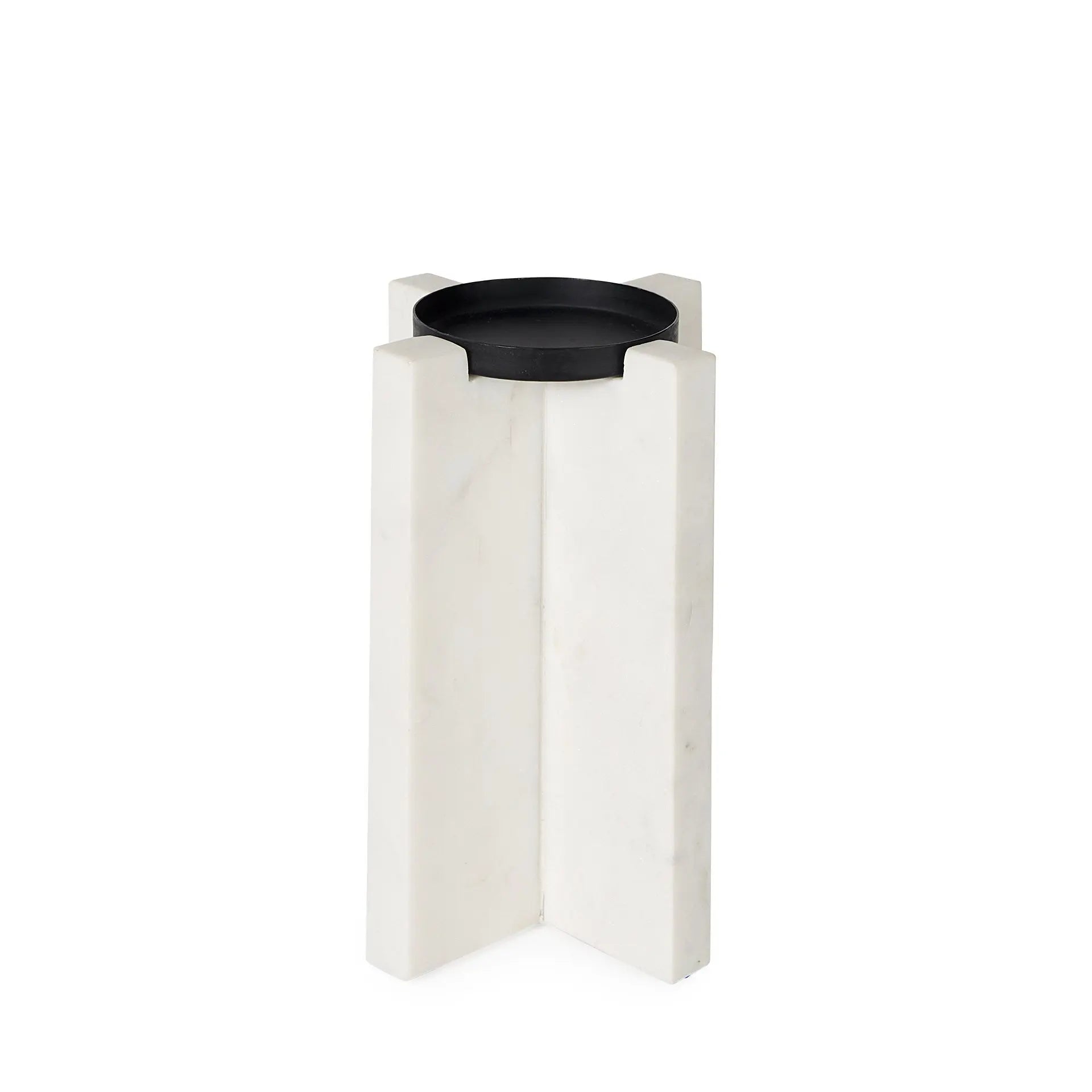 8" White Marble Tabletop Candle Holder Homeroots Home Decor