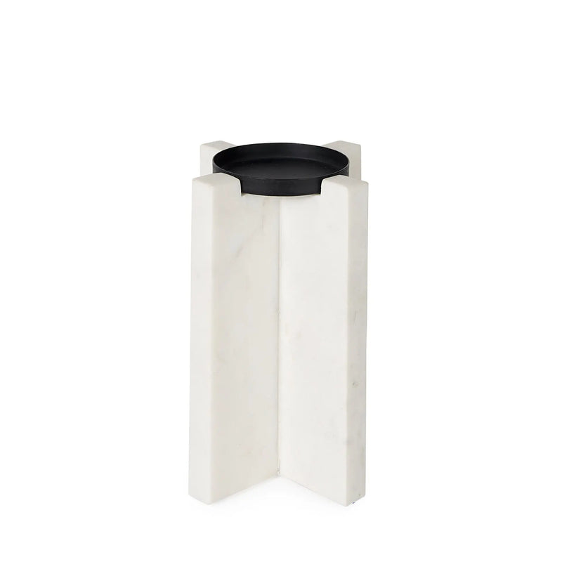 8" White Marble Tabletop Candle Holder Homeroots Home Decor