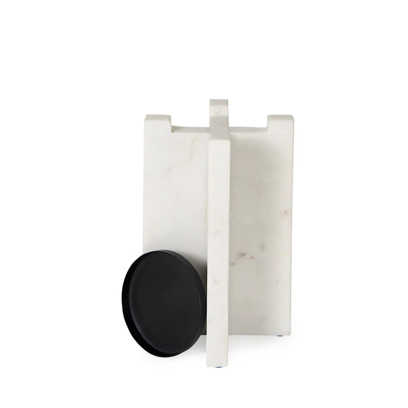 8" White Marble Tabletop Candle Holder Homeroots Home Decor