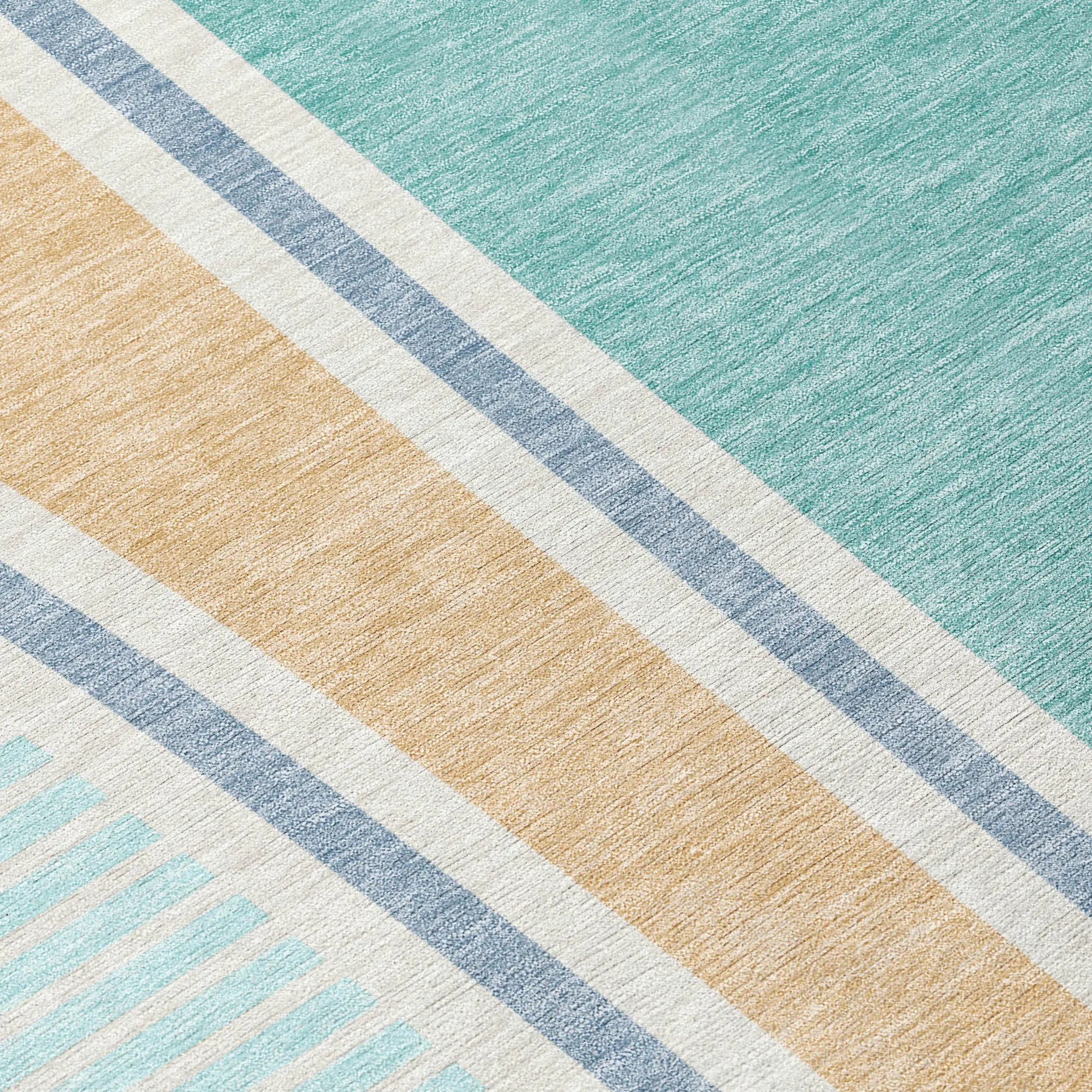 8' X 10' Aqua And Copper Geometric Washable Indoor Outdoor Area Rug Homeroots Outdoor