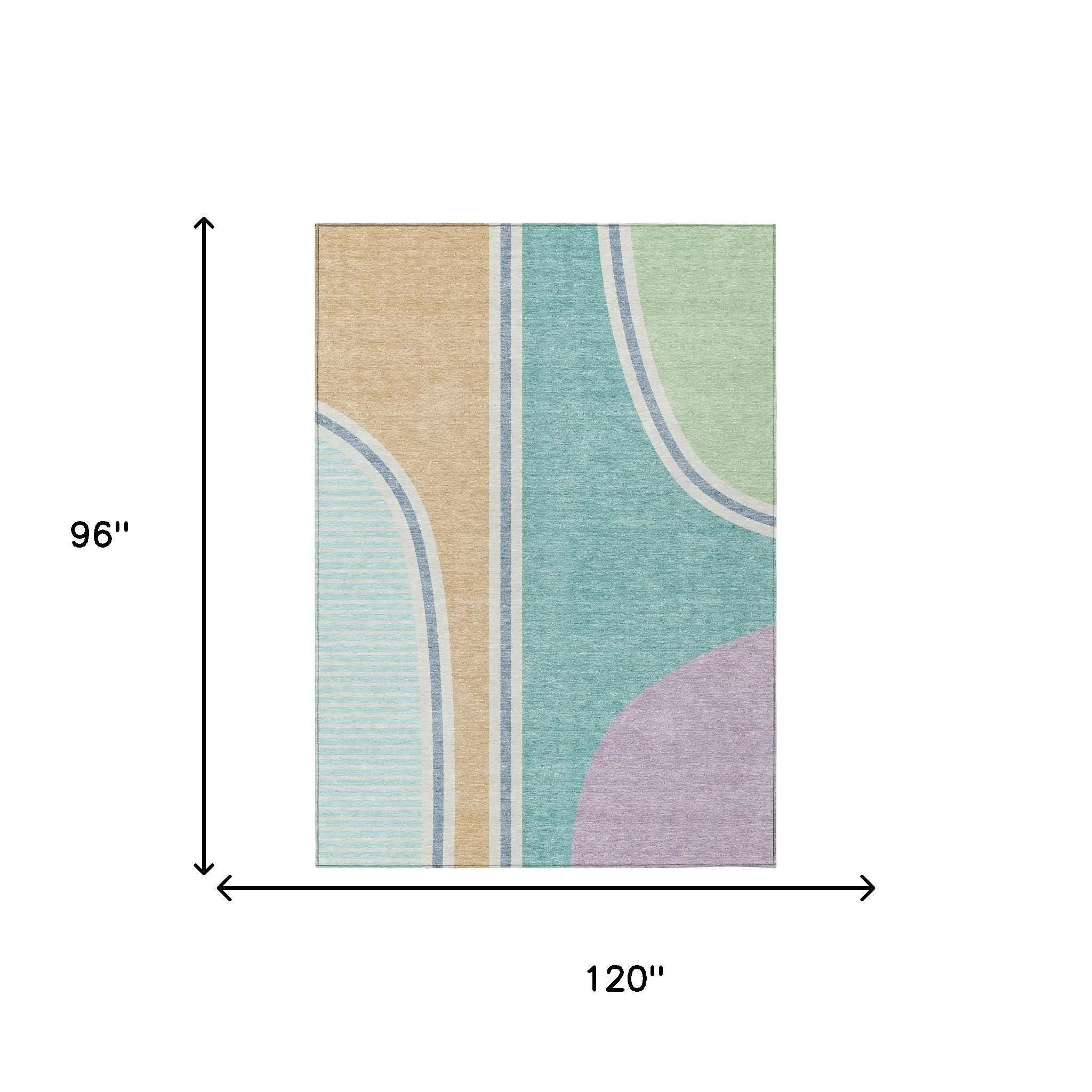 8' X 10' Aqua And Copper Geometric Washable Indoor Outdoor Area Rug Homeroots Outdoor