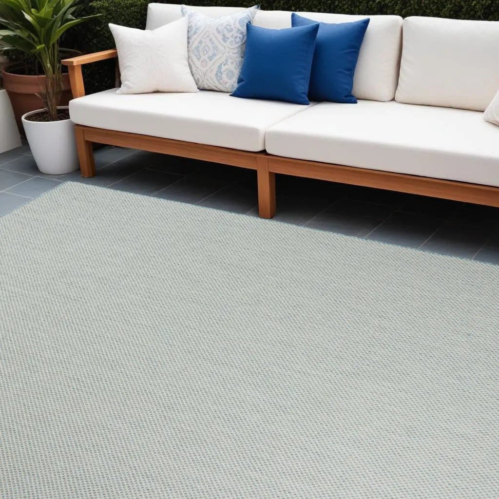 8' X 10' Aqua And Ivory Indoor Outdoor Area Rug Homeroots Outdoor