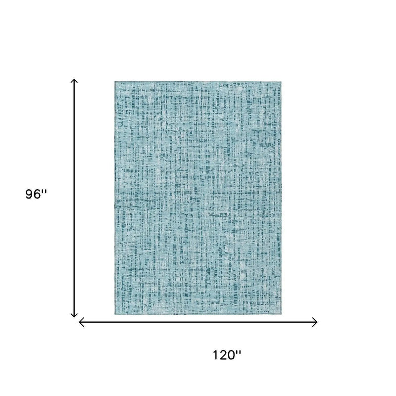 8' X 10' Aqua And Teal Blue Abstract Washable Indoor Outdoor Area Rug Homeroots Outdoor