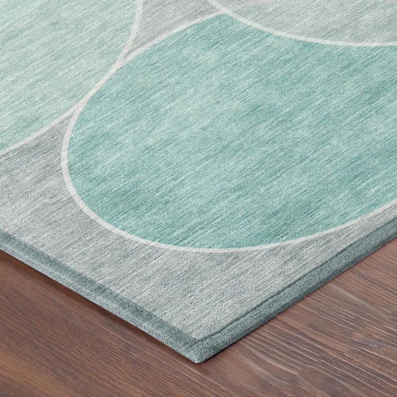 8' X 10' Aqua And Teal Blue Geometric Washable Indoor Outdoor Area Rug Homeroots Outdoor
