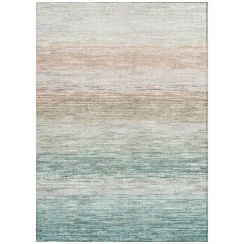 8' X 10' Aqua And Teal Blue Striped Washable Indoor Outdoor Area Rug Homeroots Outdoor